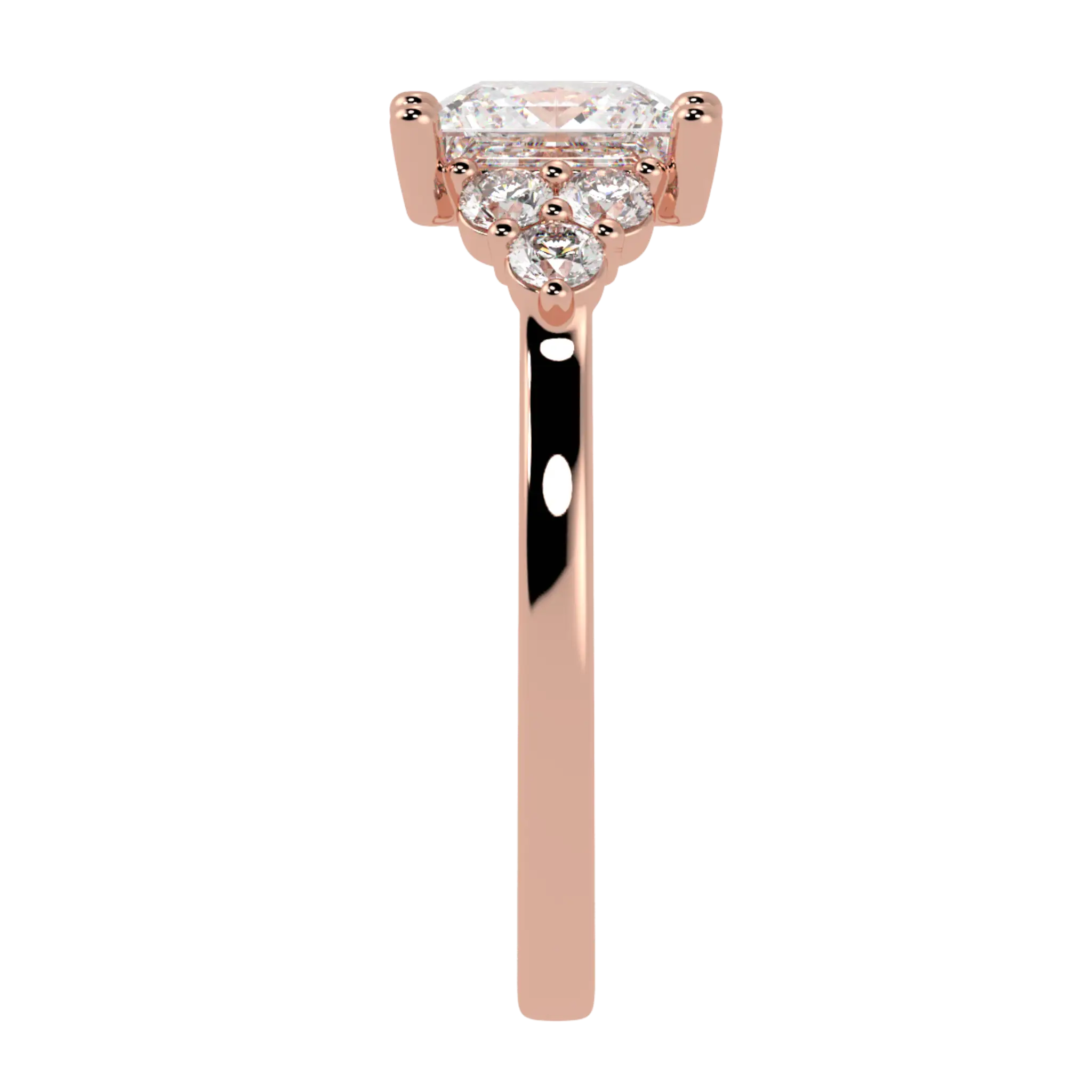 Carrie 14K Rose Gold Side Stone Engagement Ring | Princess Shape