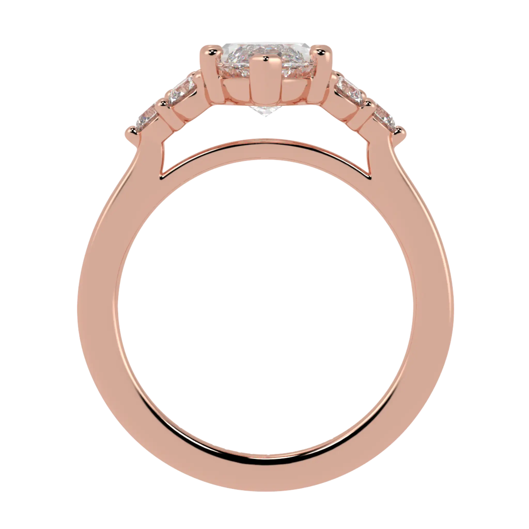 Carrie 14K Rose Gold Side Stone Engagement Ring | Marquise Shape