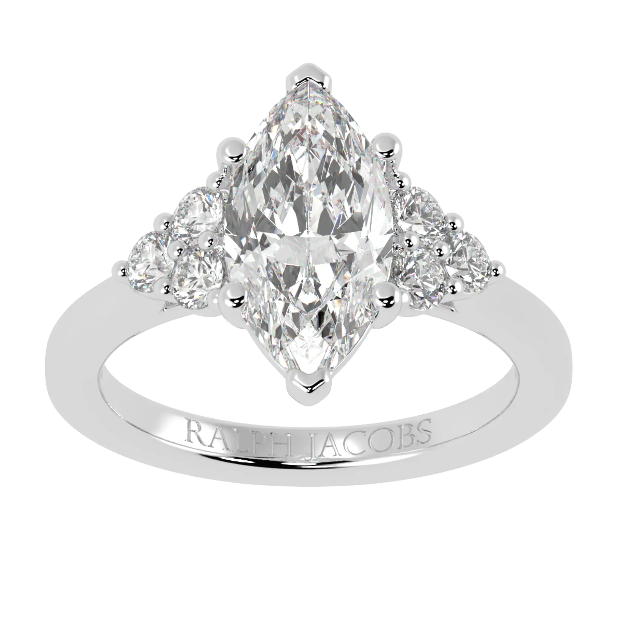 Carrie Platinum Side Stone Engagement Ring | Marquise Shape