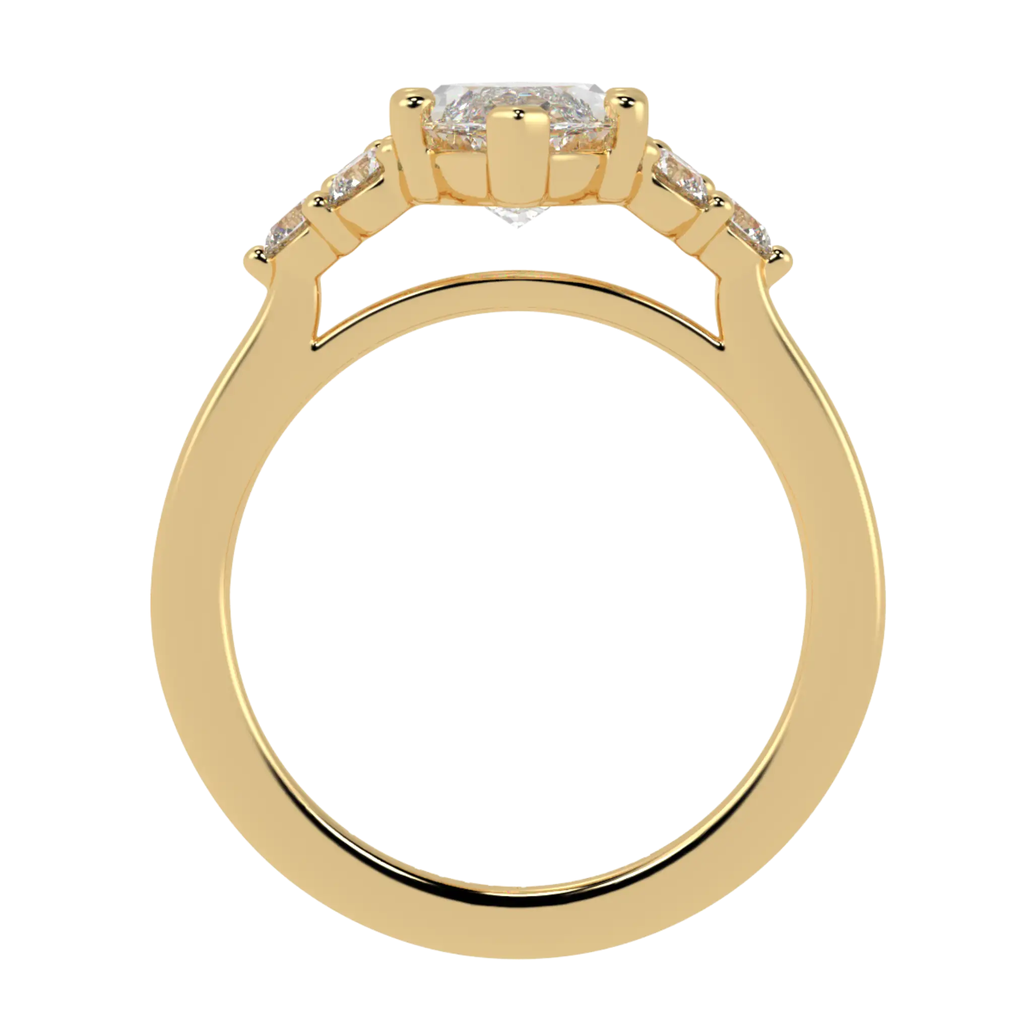 Carrie 9K Yellow Gold Side Stone Engagement Ring | Marquise Shape