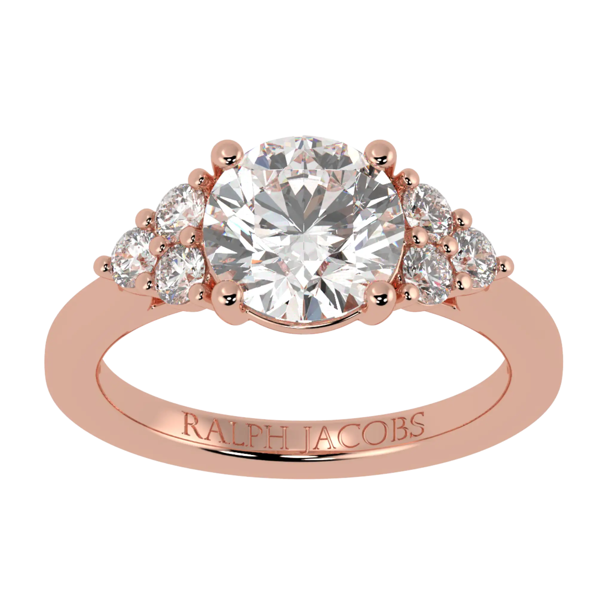 Carrie 14K Rose Gold Side Stone Engagement Ring