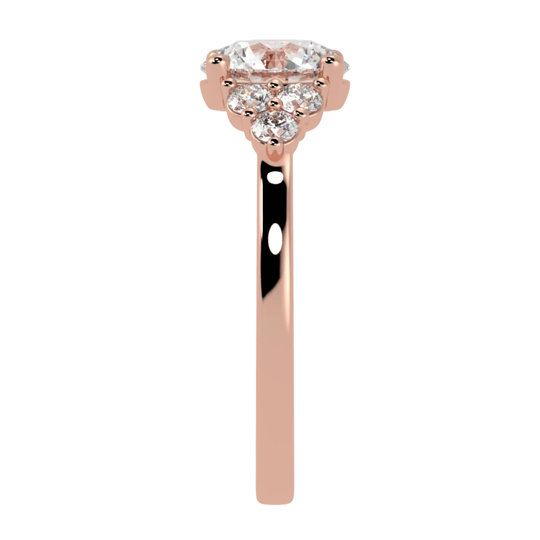 Carrie 14K Rose Gold Side Stone Engagement Ring