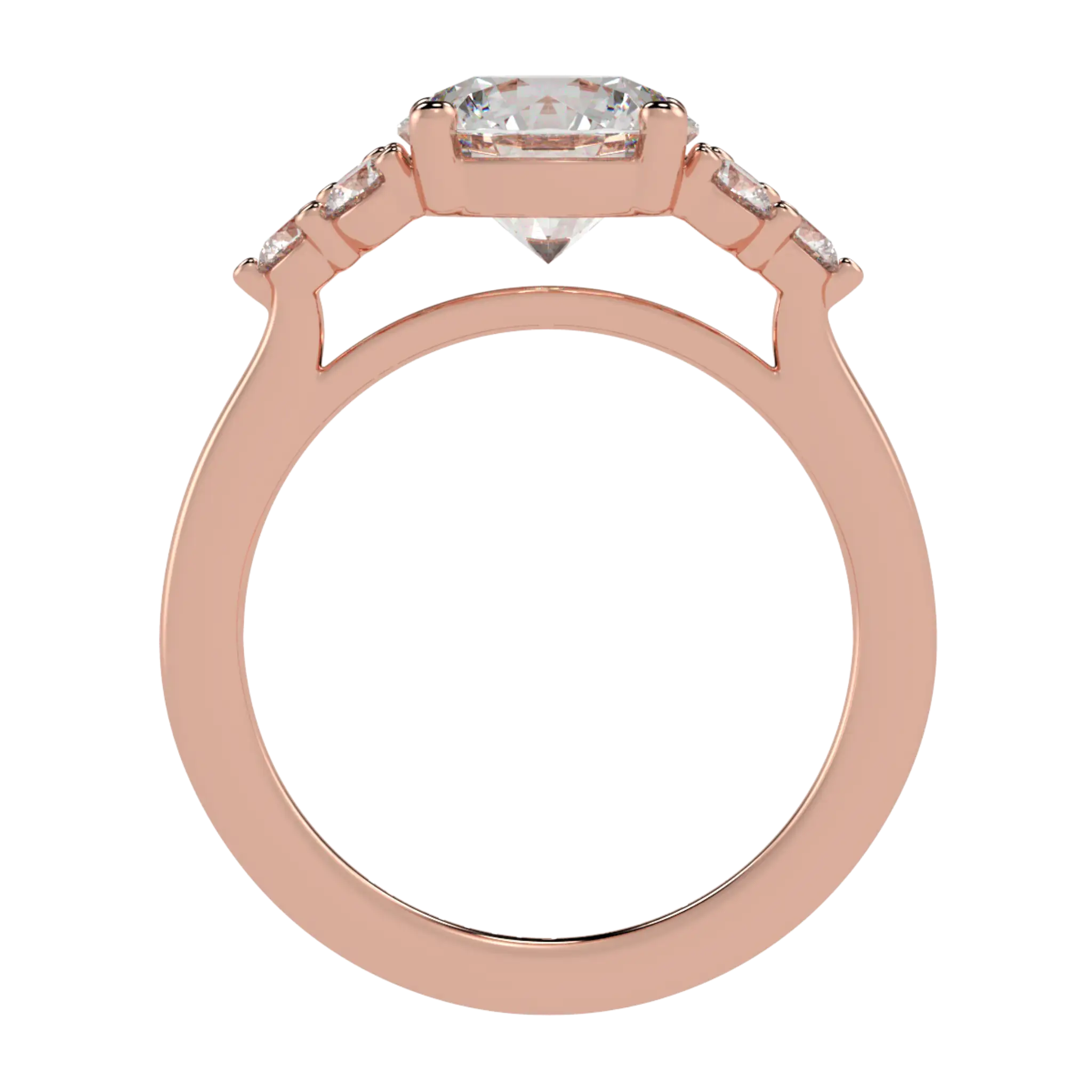 Carrie 14K Rose Gold Side Stone Engagement Ring