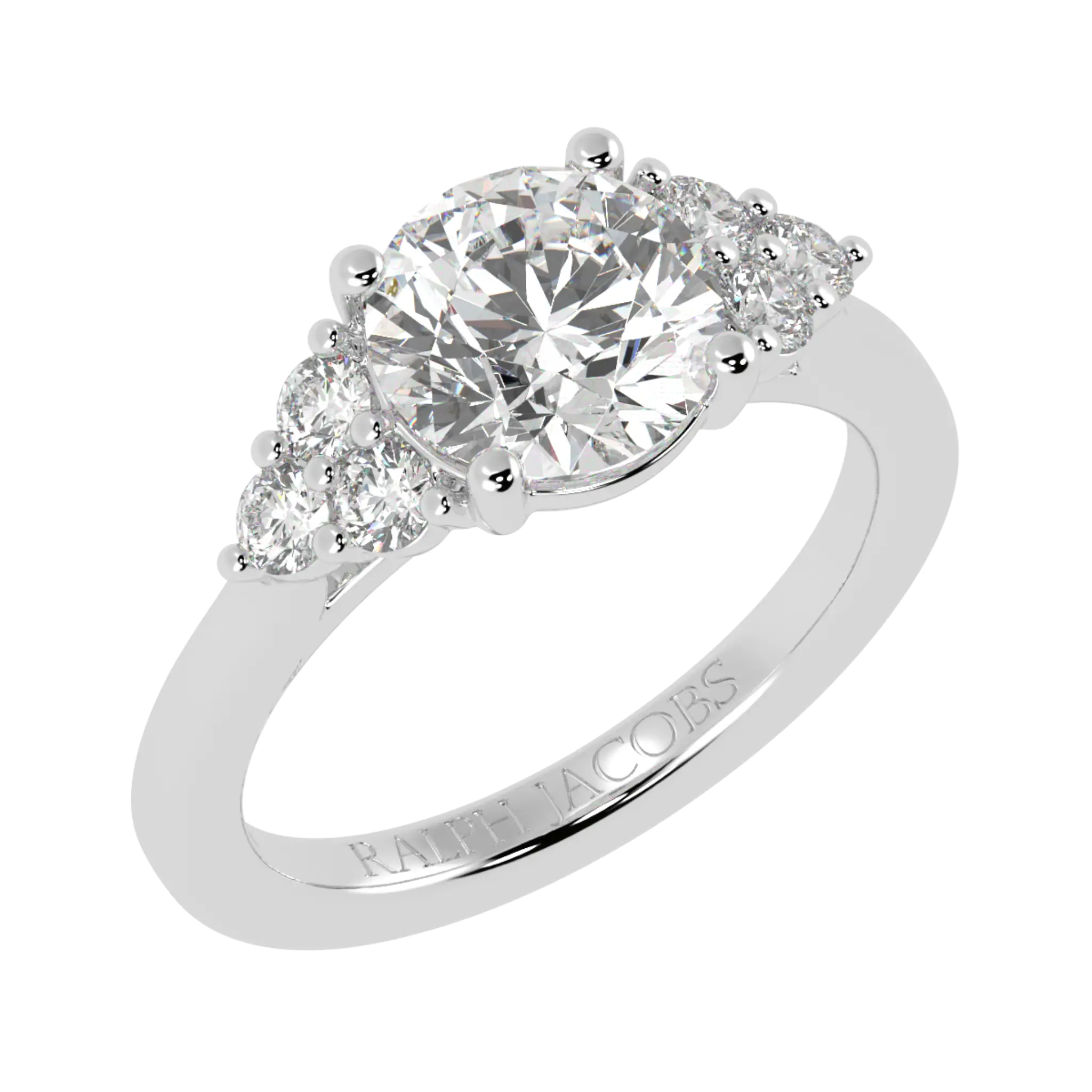 Carrie 9K White Gold Side Stone Engagement Ring