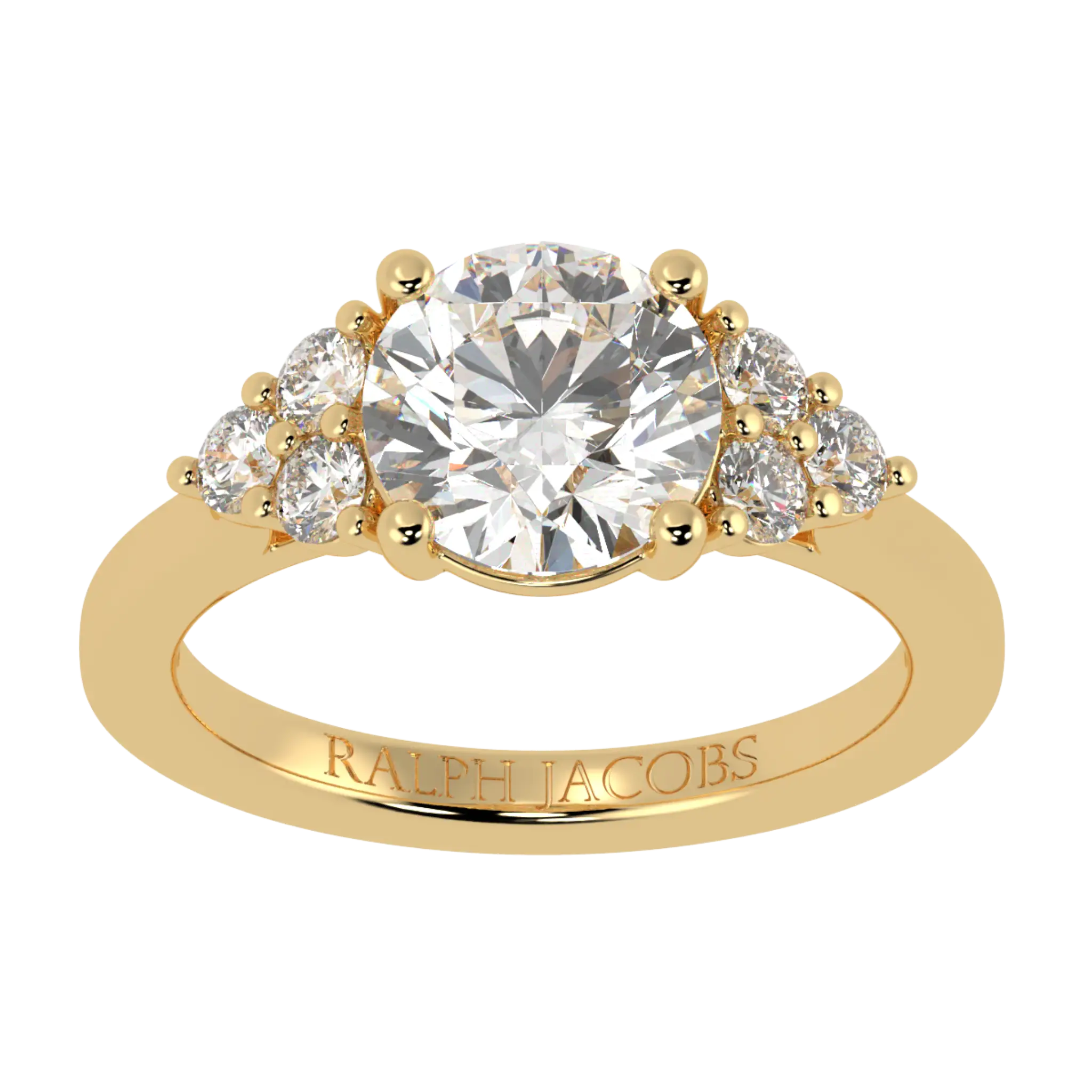 Carrie 18K Yellow Gold Side Stone Engagement Ring