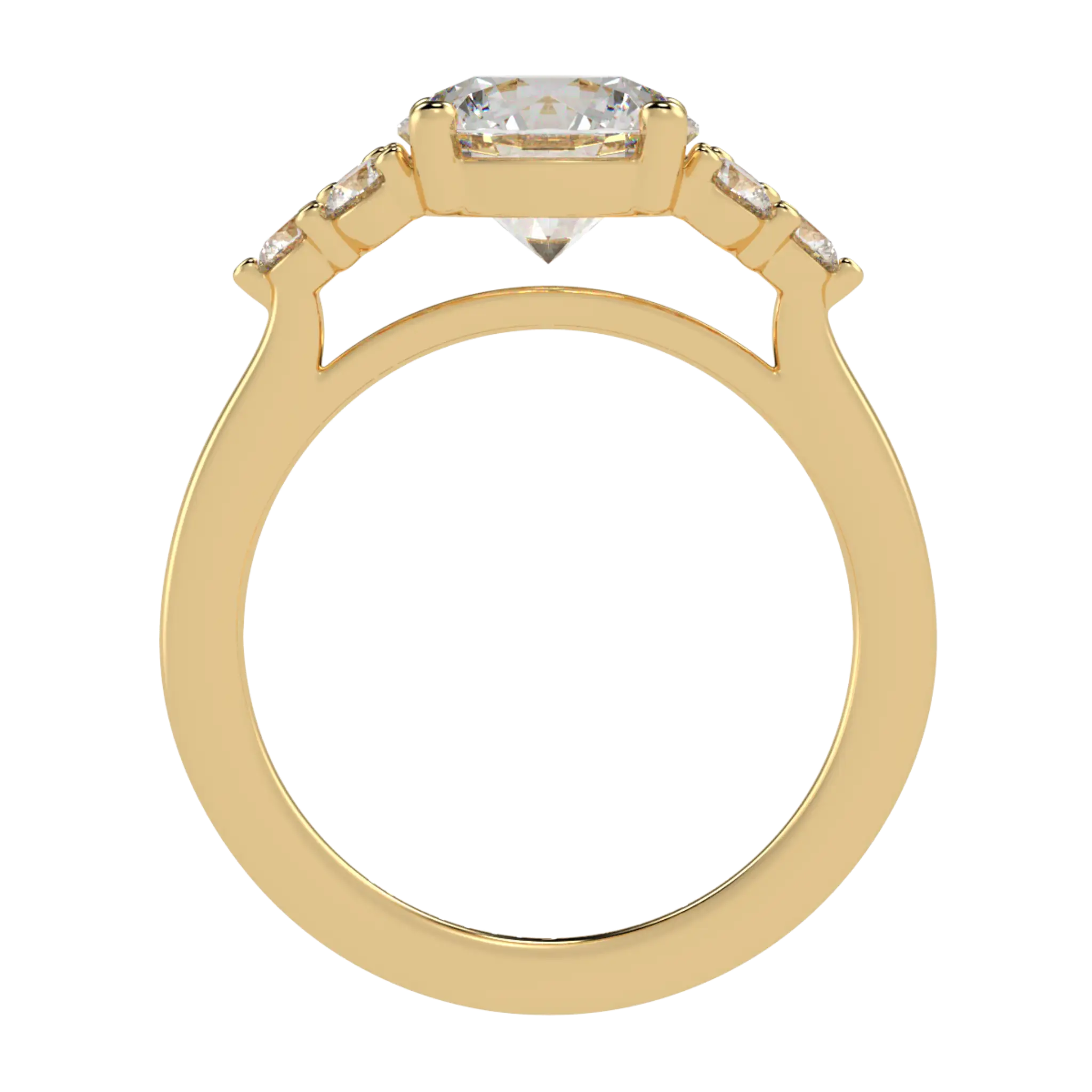 Carrie 9K Yellow Gold Side Stone Engagement Ring