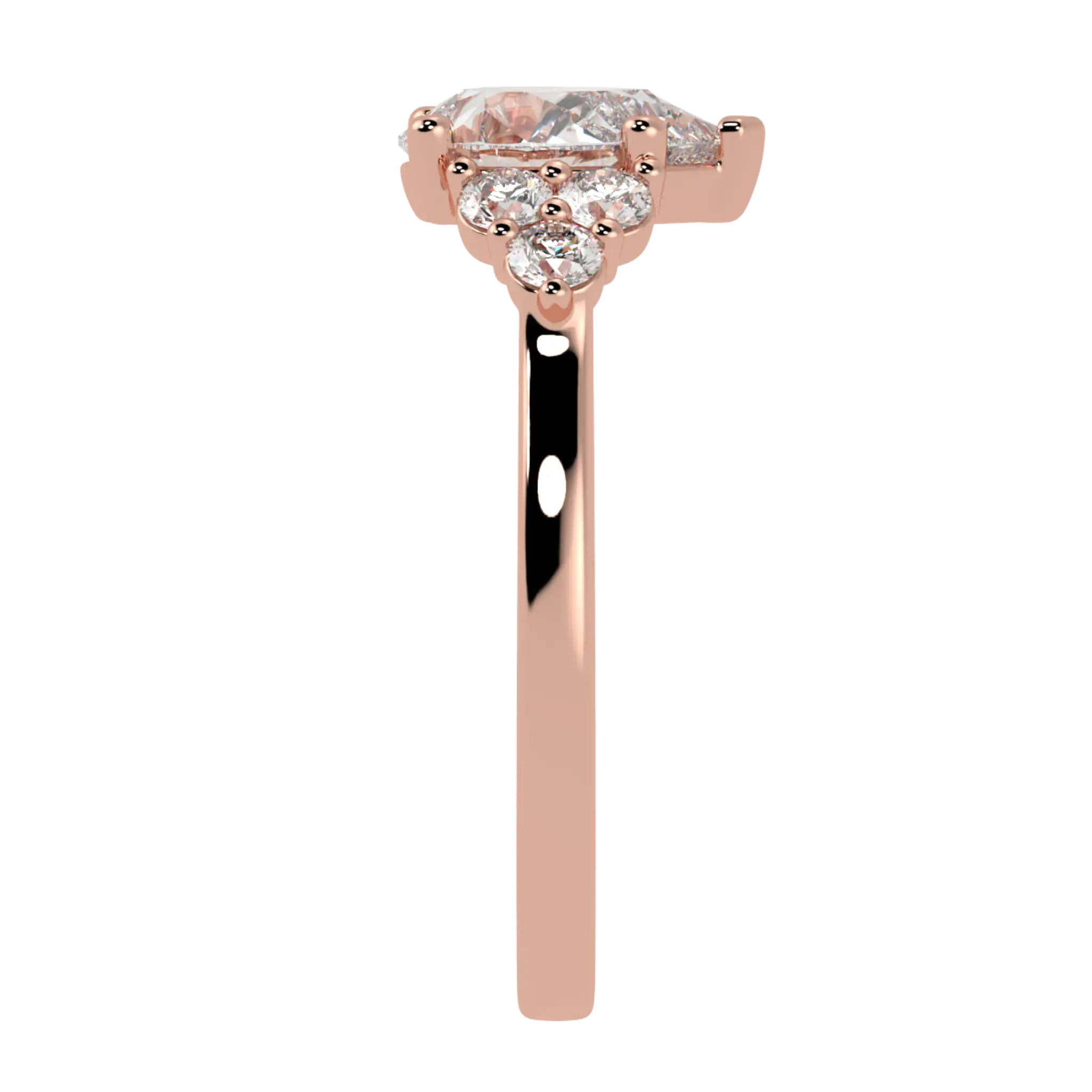 Carrie 14K Rose Gold Side Stone Engagement Ring | Pear Shape