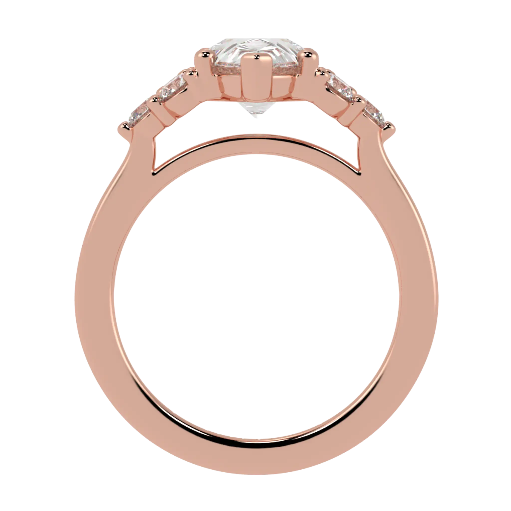 Carrie 14K Rose Gold Side Stone Engagement Ring | Pear Shape