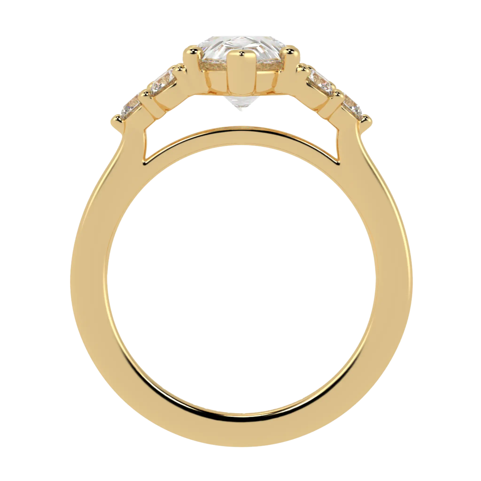 Carrie 9K Yellow Gold Side Stone Engagement Ring | Pear Shape