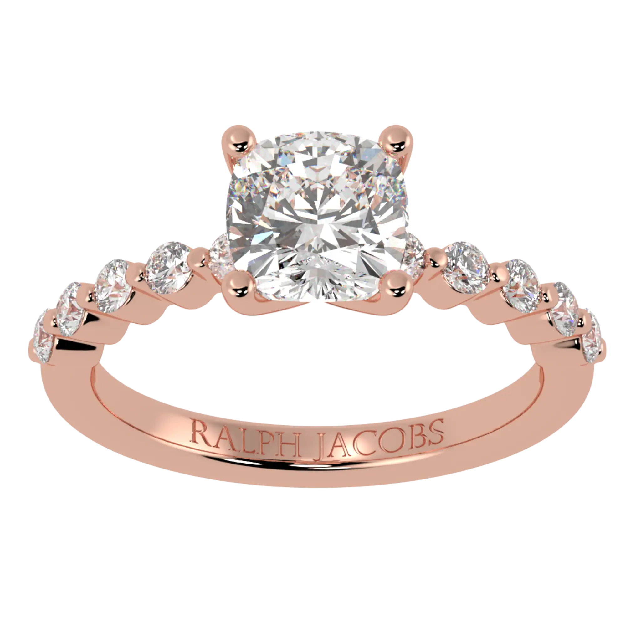 Victoria 14K Rose Gold Accent Stone Engagement Ring | Cushion Shape