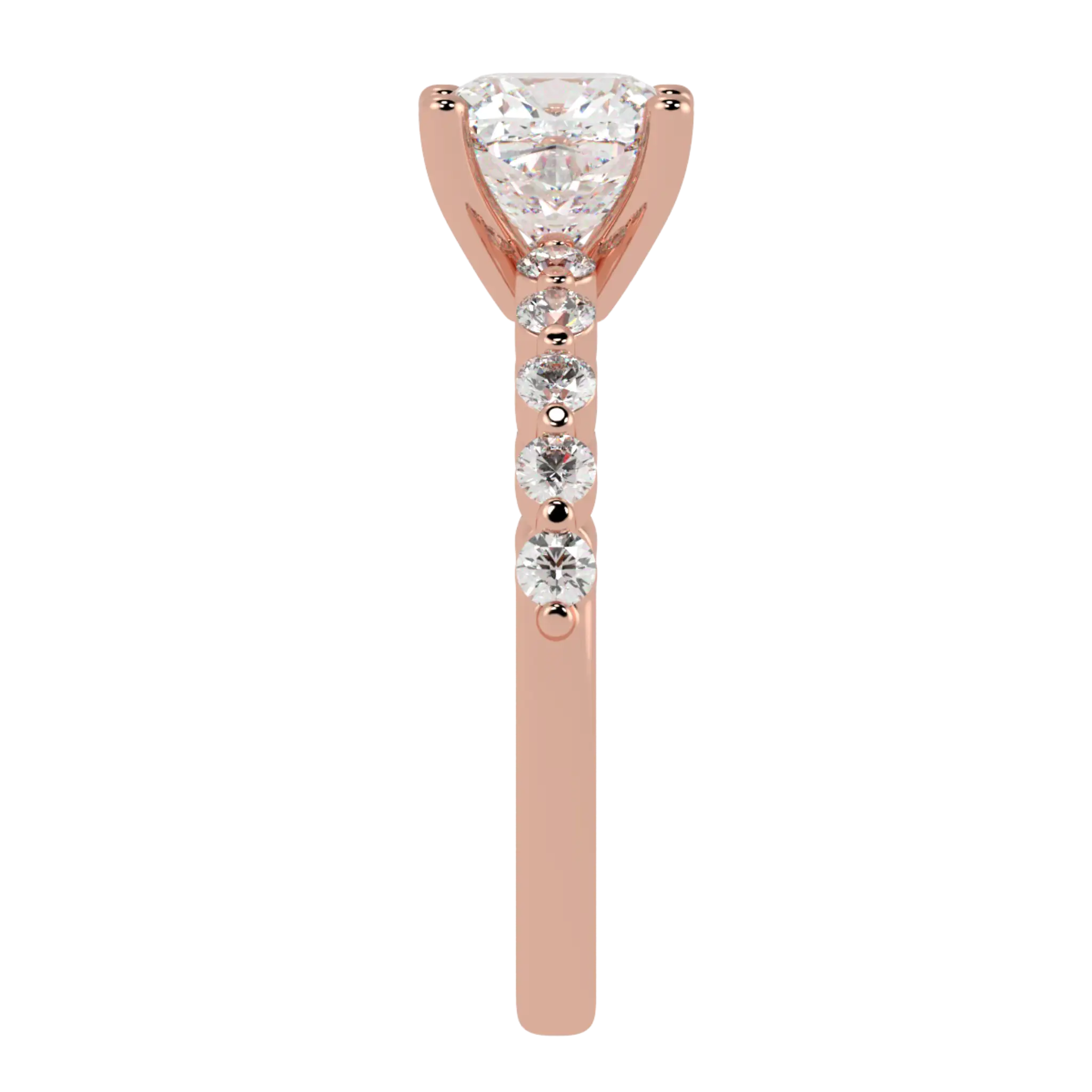 Victoria 14K Rose Gold Accent Stone Engagement Ring | Cushion Shape