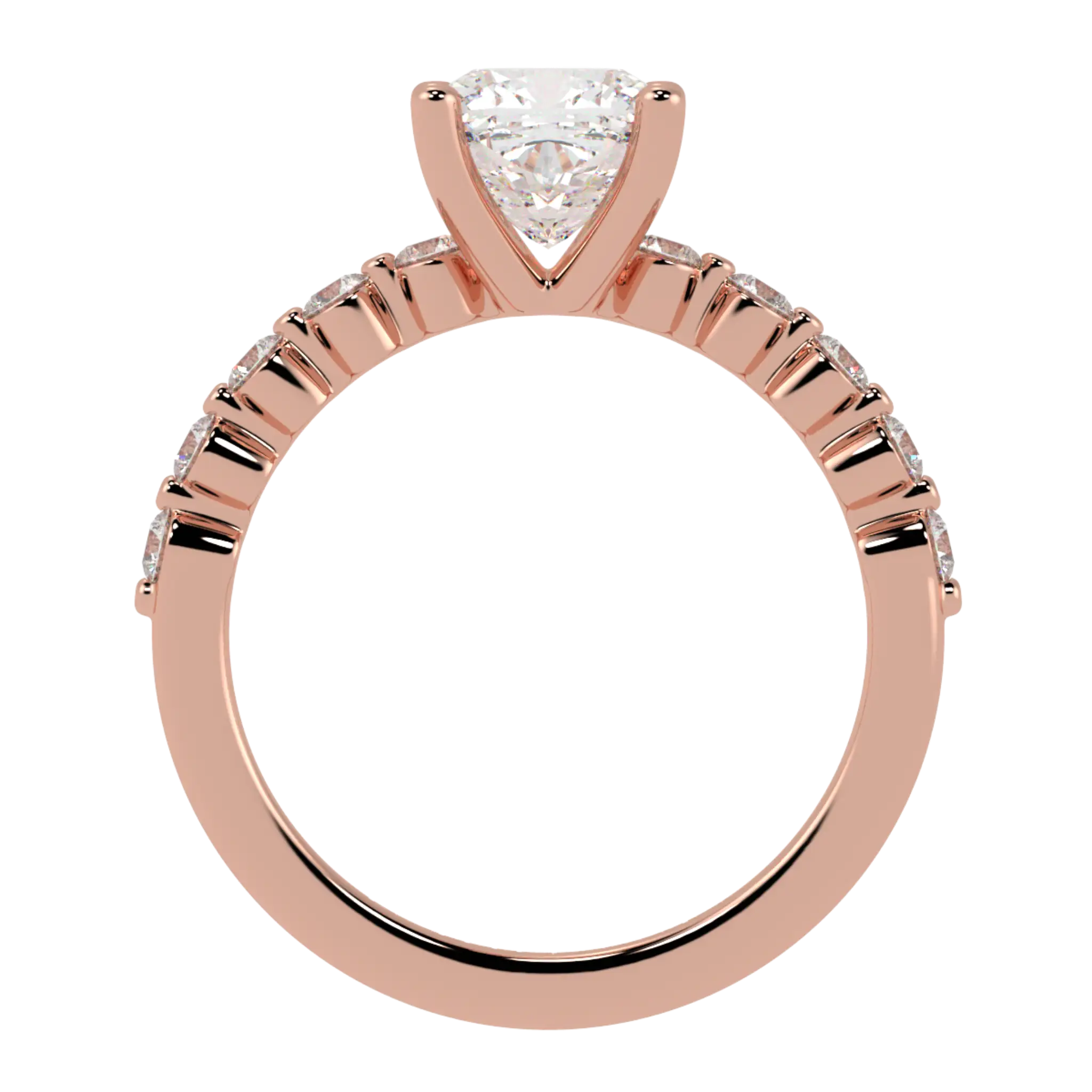 Bague de fiançailles Victoria en or rose 14 carats avec pierre d'accent | Forme coussin