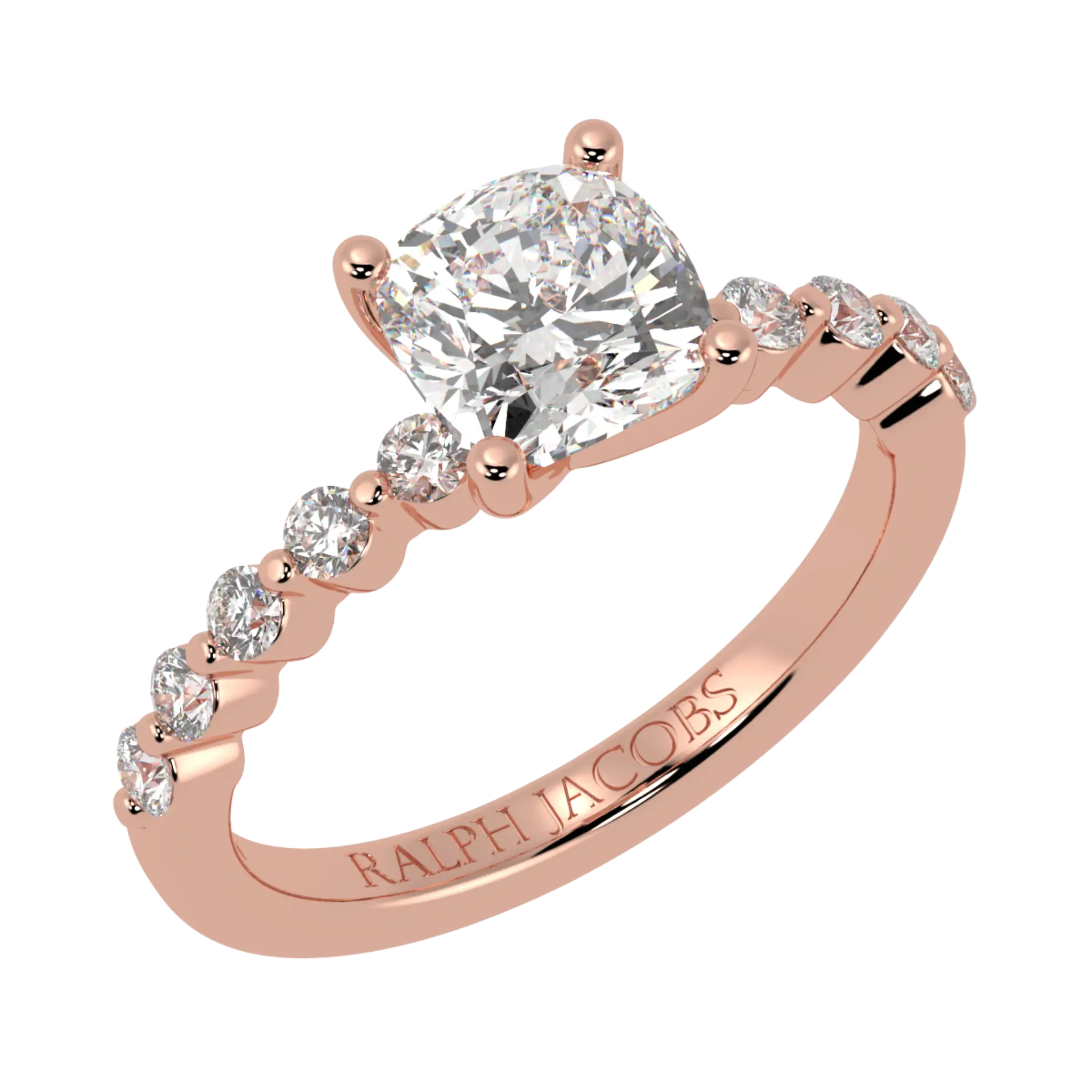 Victoria 14K Rose Gold Accent Stone Engagement Ring | Cushion Shape