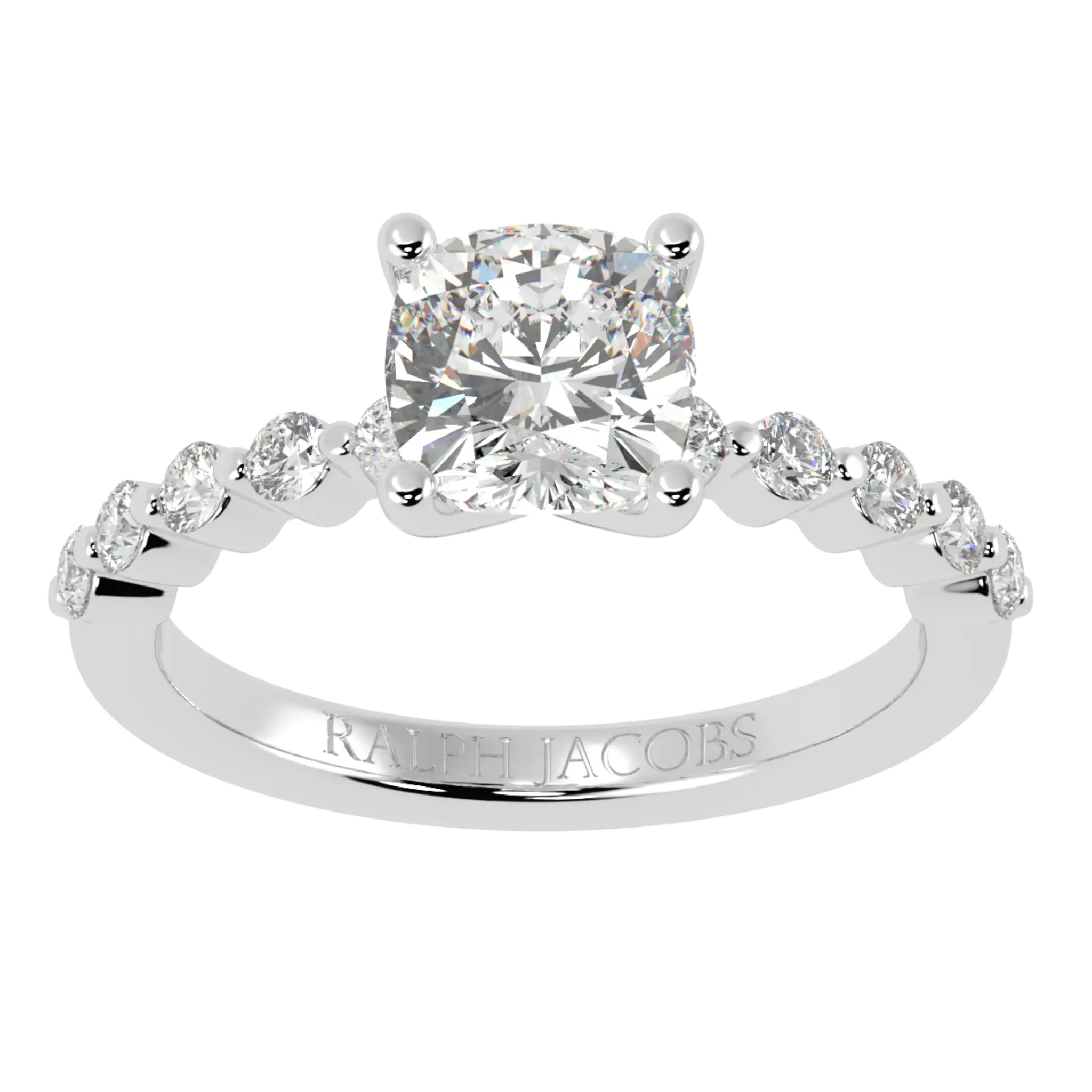 Victoria Platinum Accent Stone Engagement Ring | Cushion Shape