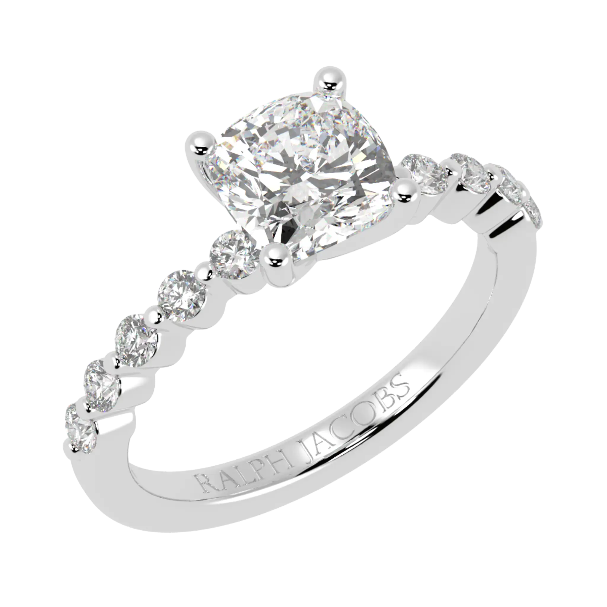 Victoria Platinum Accent Stone Engagement Ring | Cushion Shape