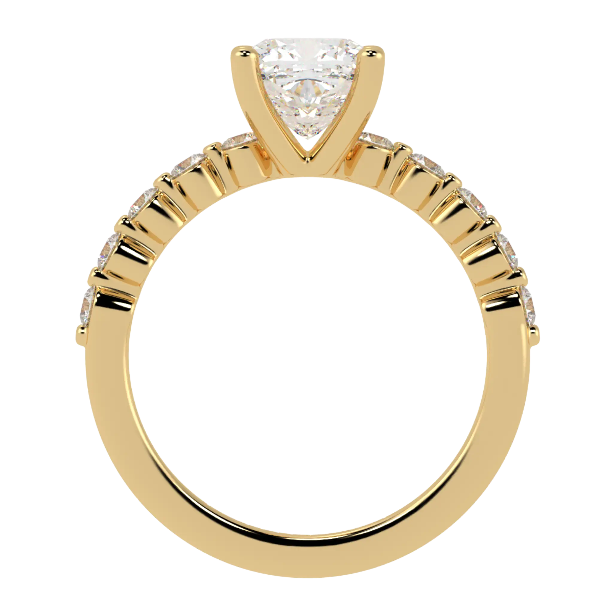 Victoria 9K Yellow Gold Accent Stone Engagement Ring | Cushion Shape