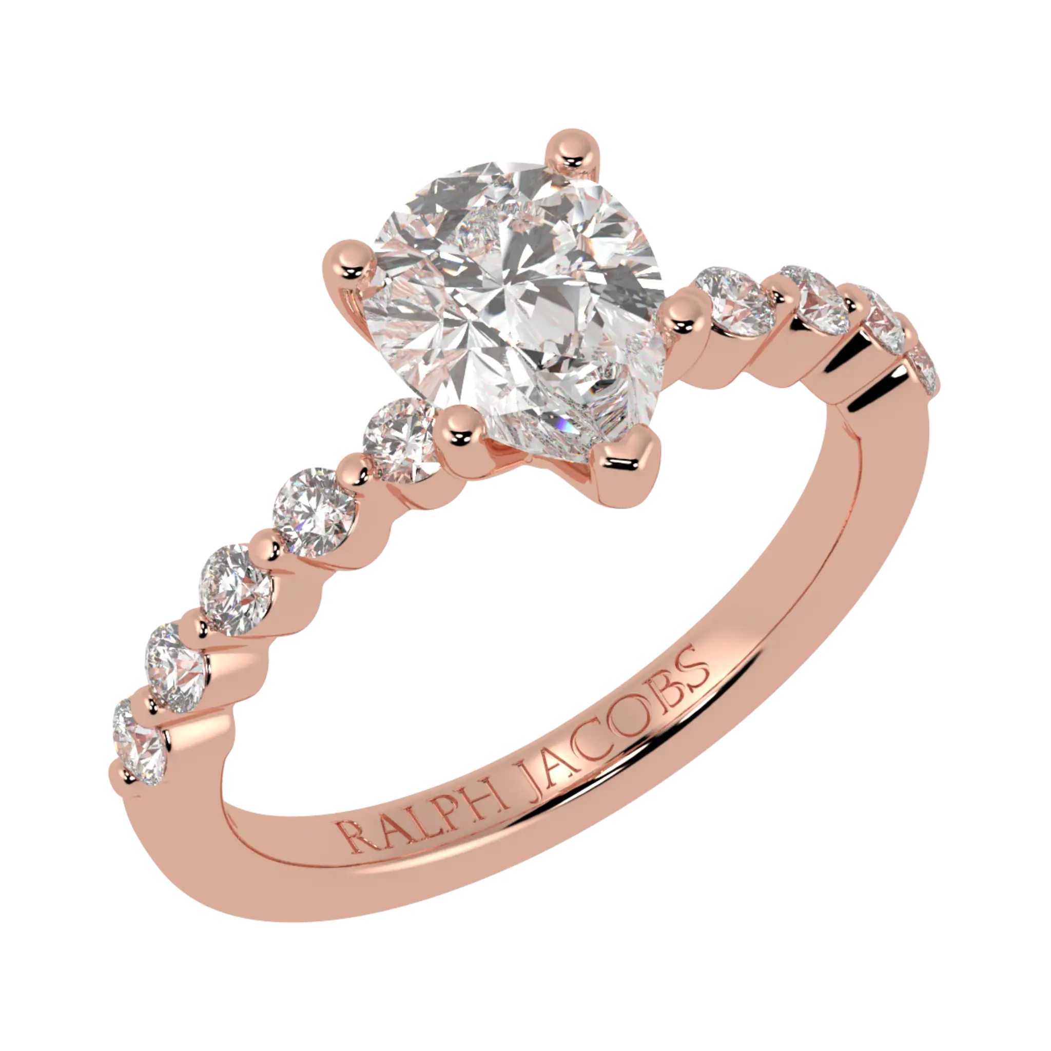 Victoria 14K Rose Gold Accent Stone Engagement Ring | Pear Shape