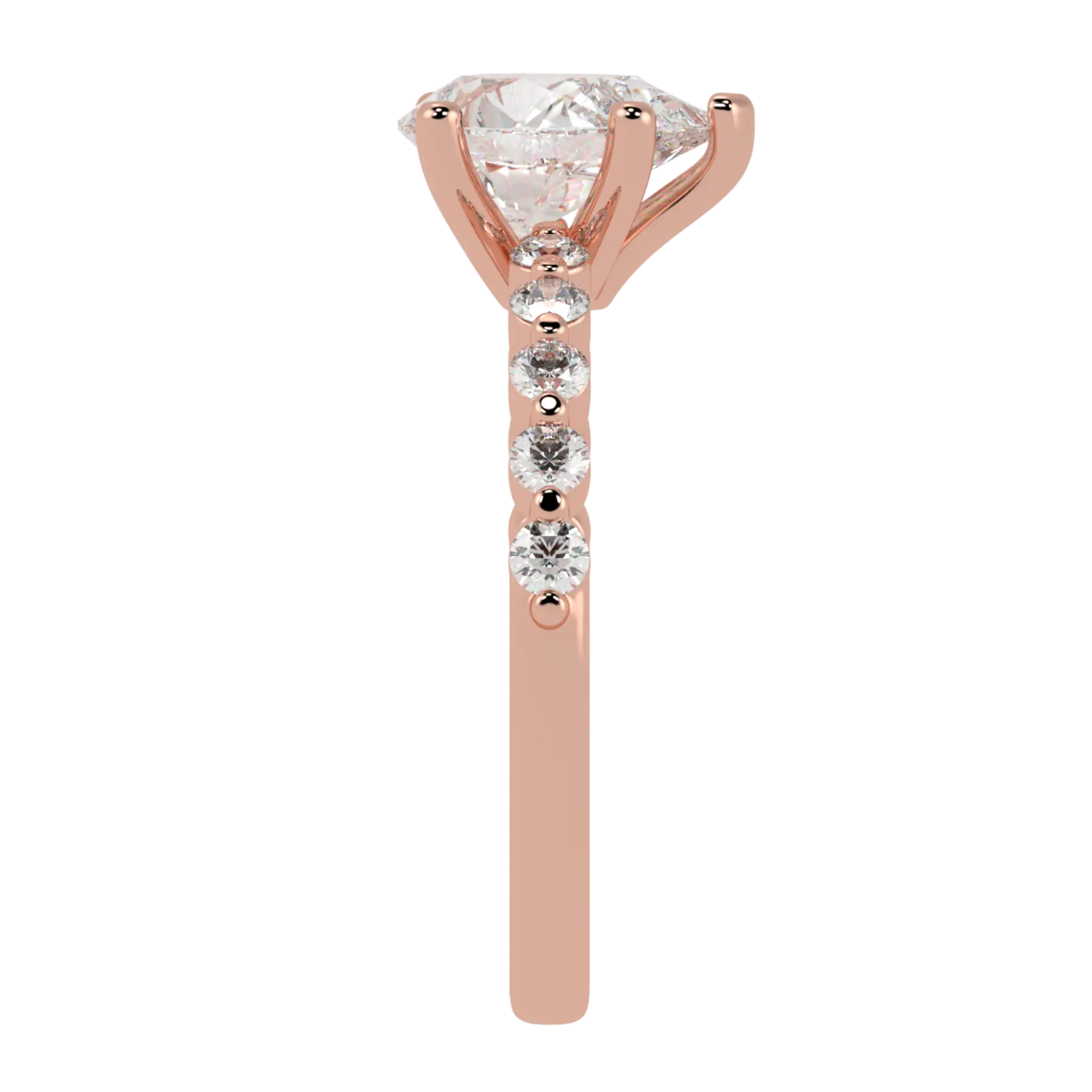 Victoria 14K Rose Gold Accent Stone Engagement Ring | Pear Shape