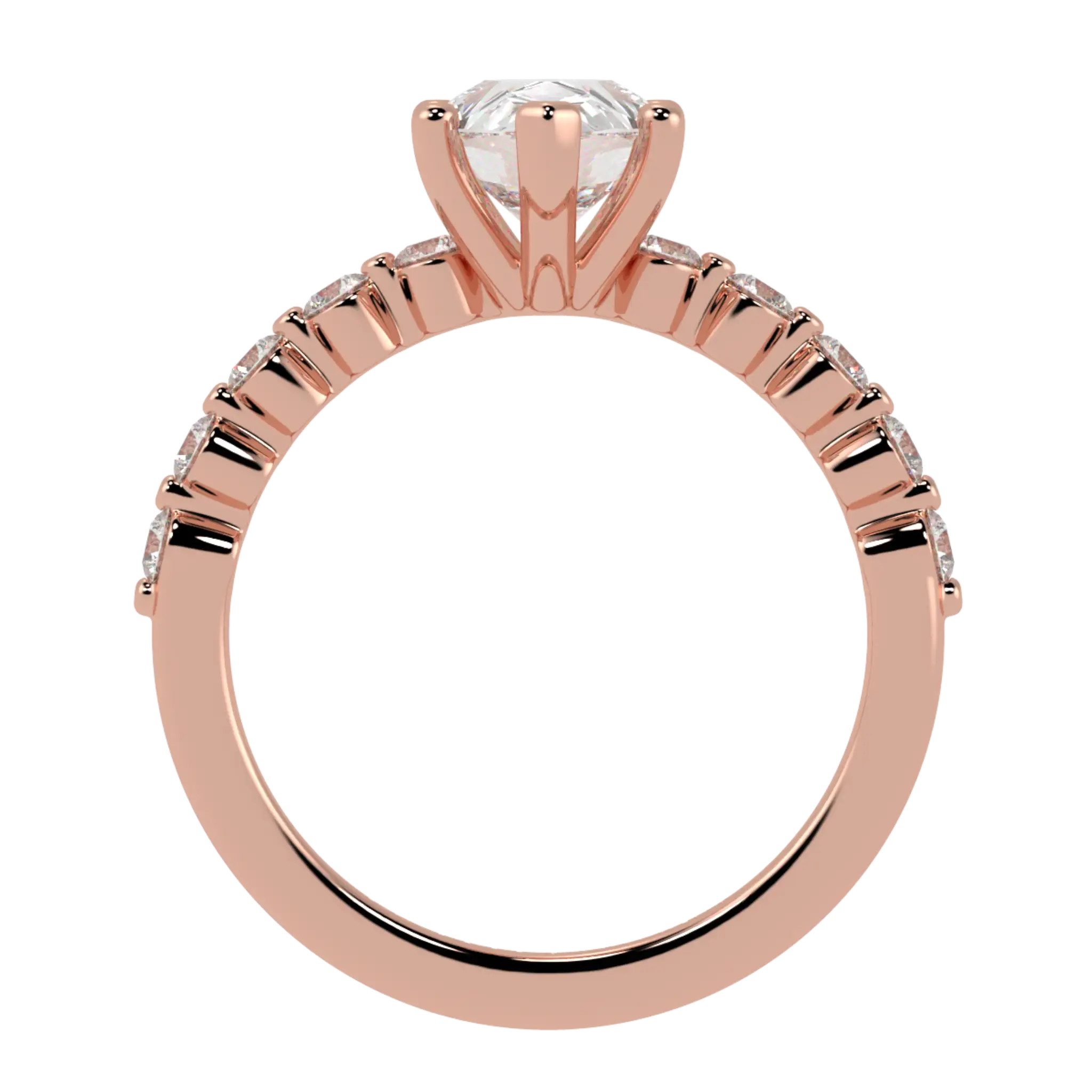 Bague de fiançailles Victoria en or rose 14 carats avec pierre d'accent | Forme poire