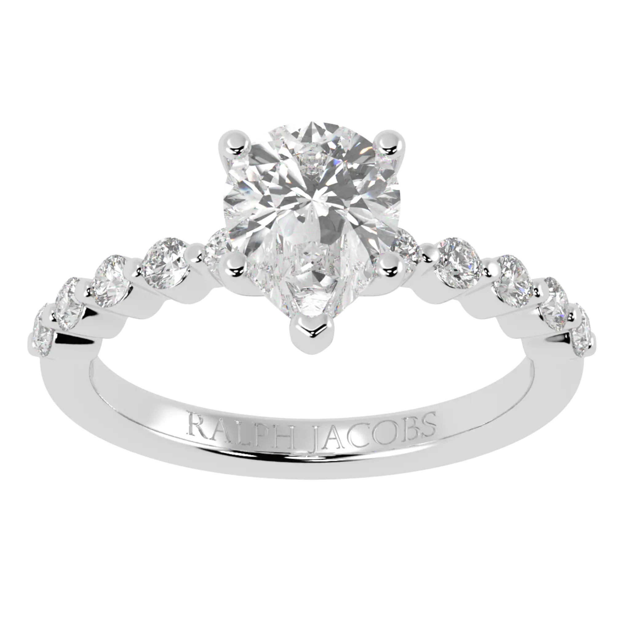 Victoria Platinum Accent Stone Engagement Ring | Pear Shape