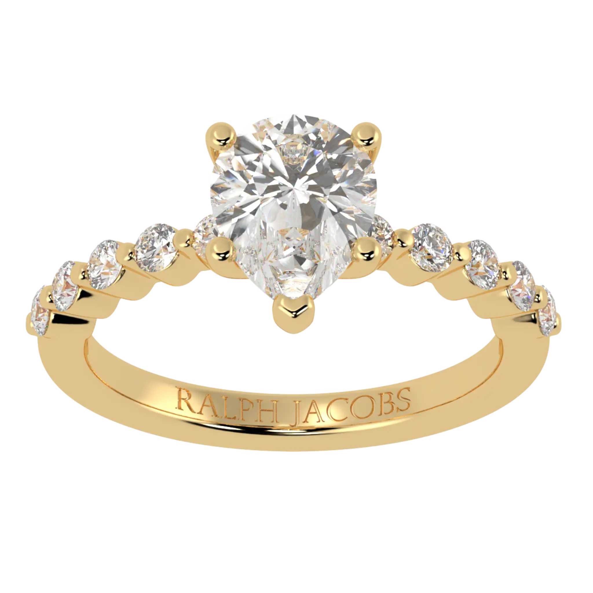 Victoria 9K Yellow Gold Accent Stone Engagement Ring | Pear Shape