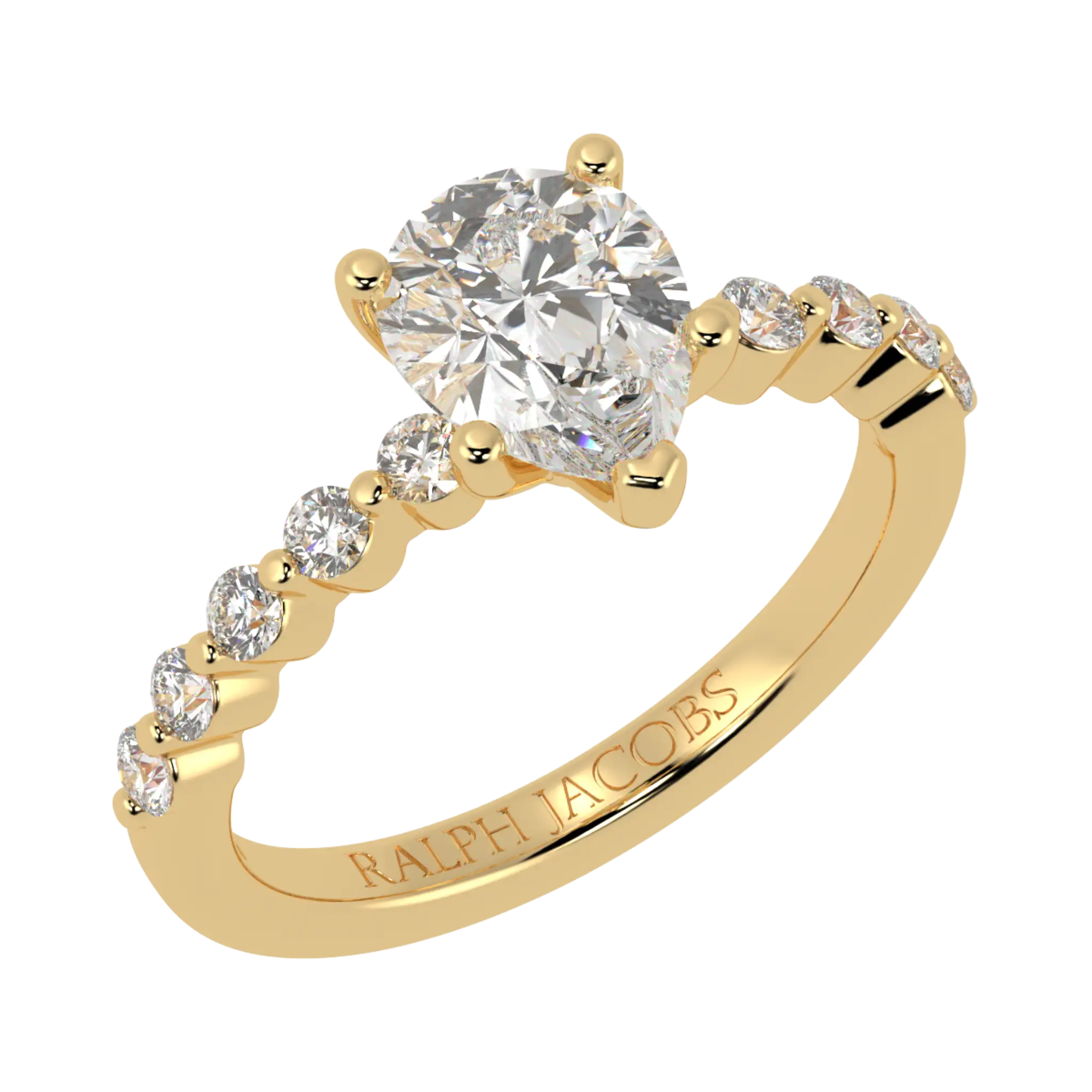 Victoria 9K Yellow Gold Accent Stone Engagement Ring | Pear Shape