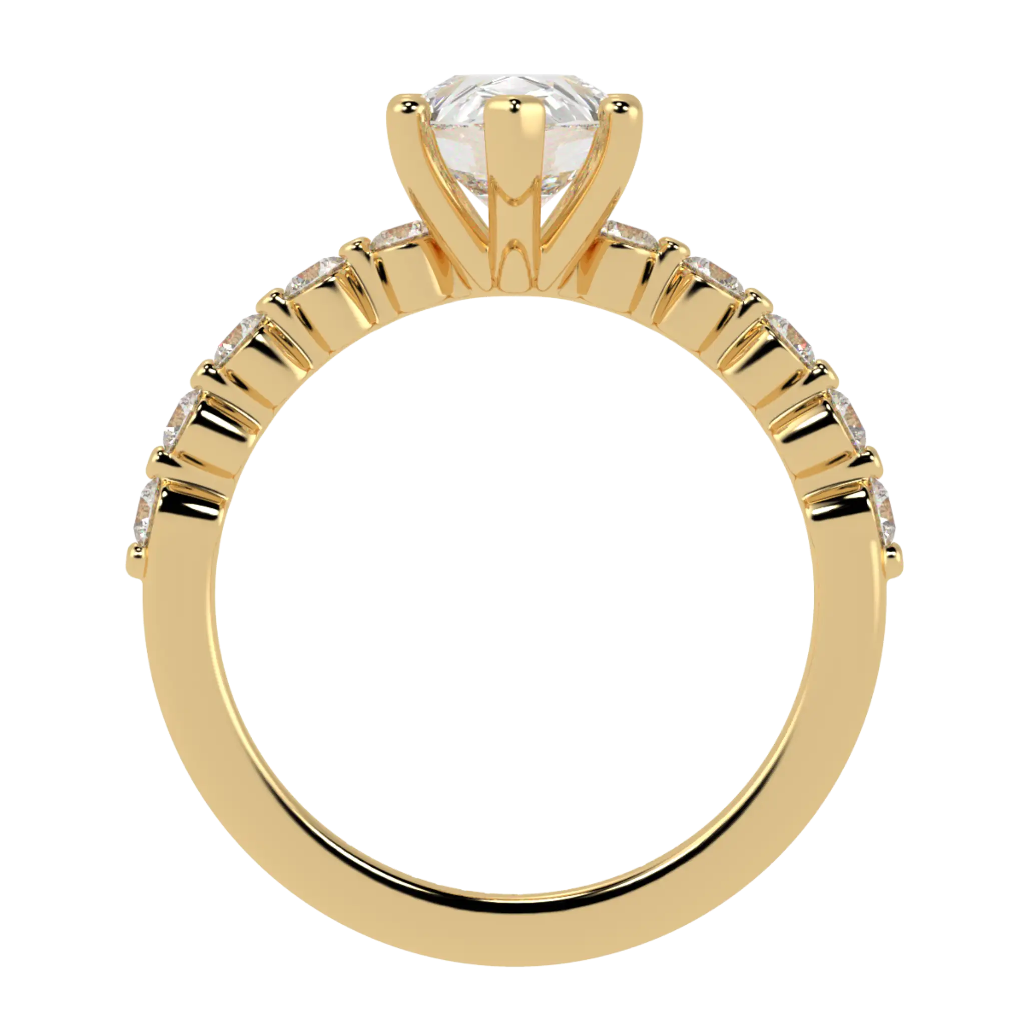 Victoria 9K Yellow Gold Accent Stone Engagement Ring | Pear Shape