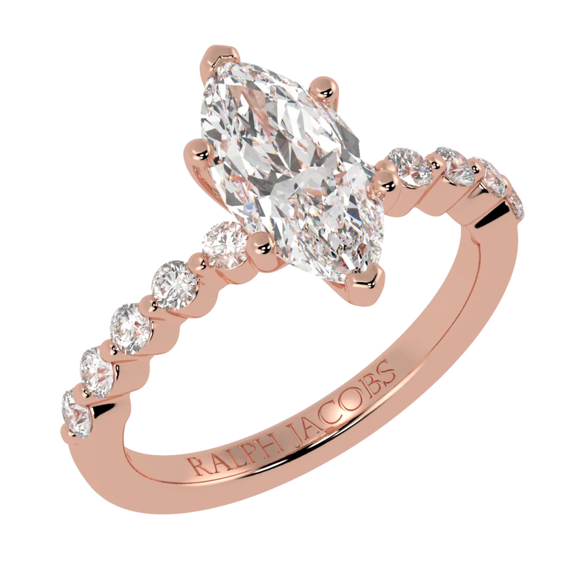 Victoria 14K Rose Gold Accent Stone Engagement Ring | Marquise Shape