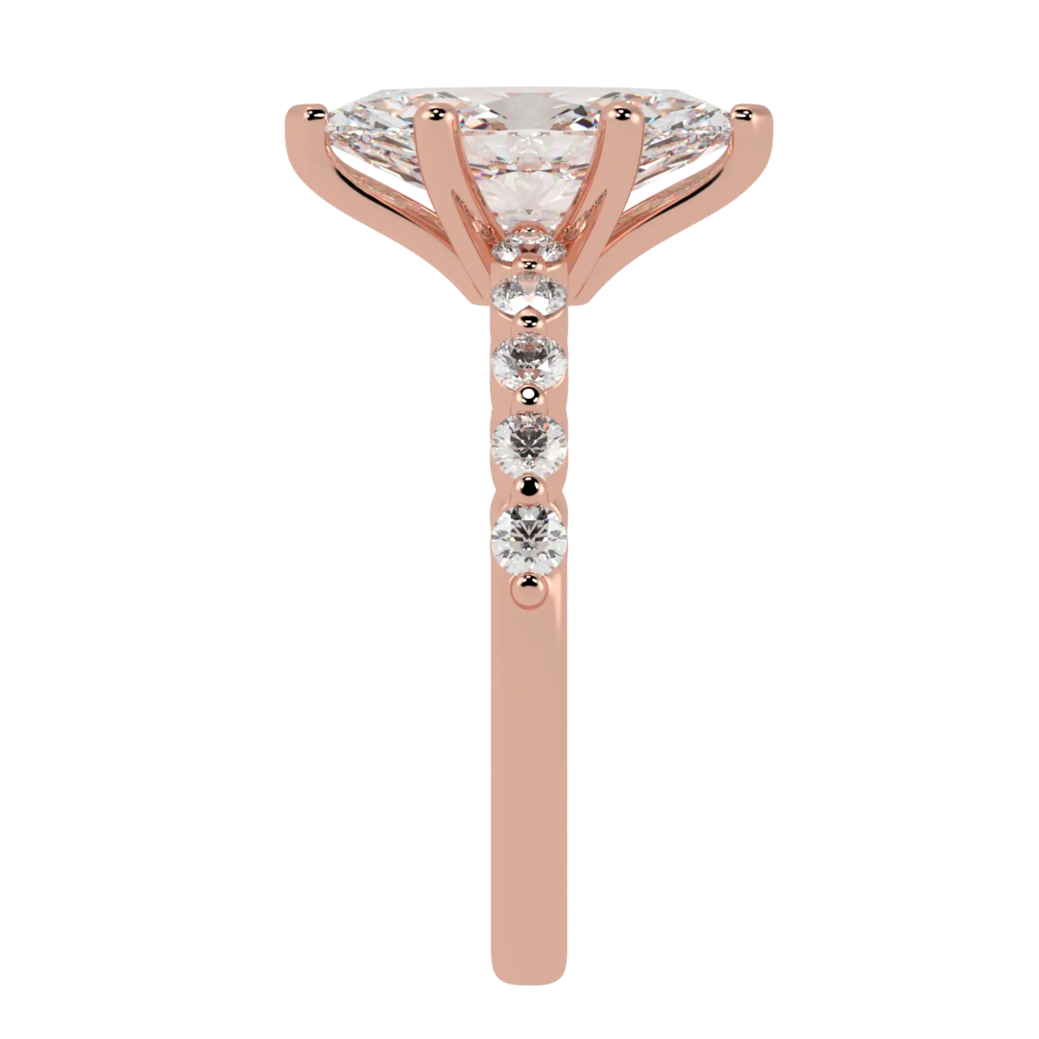 Victoria 14K Rose Gold Accent Stone Engagement Ring | Marquise Shape