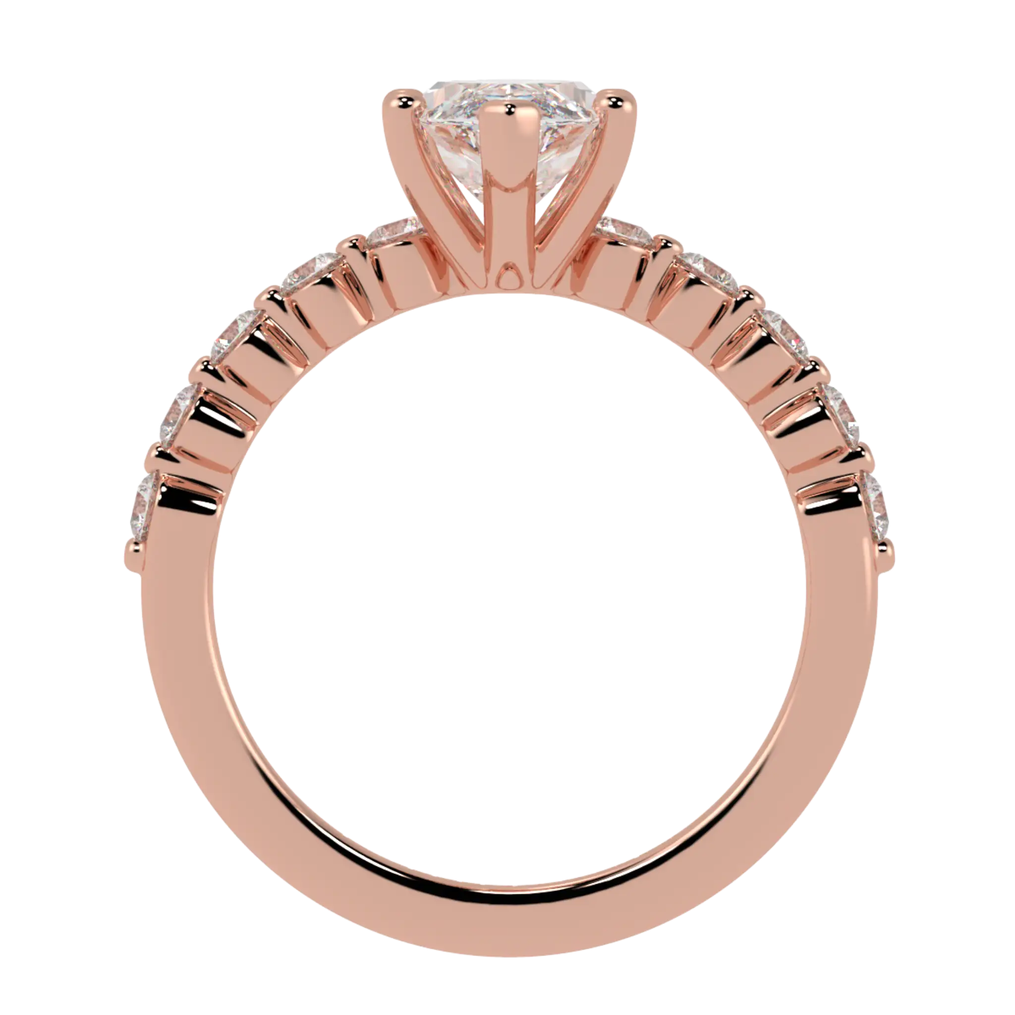 Bague de fiançailles Victoria en or rose 14 carats avec pierre d'accent | Forme marquise