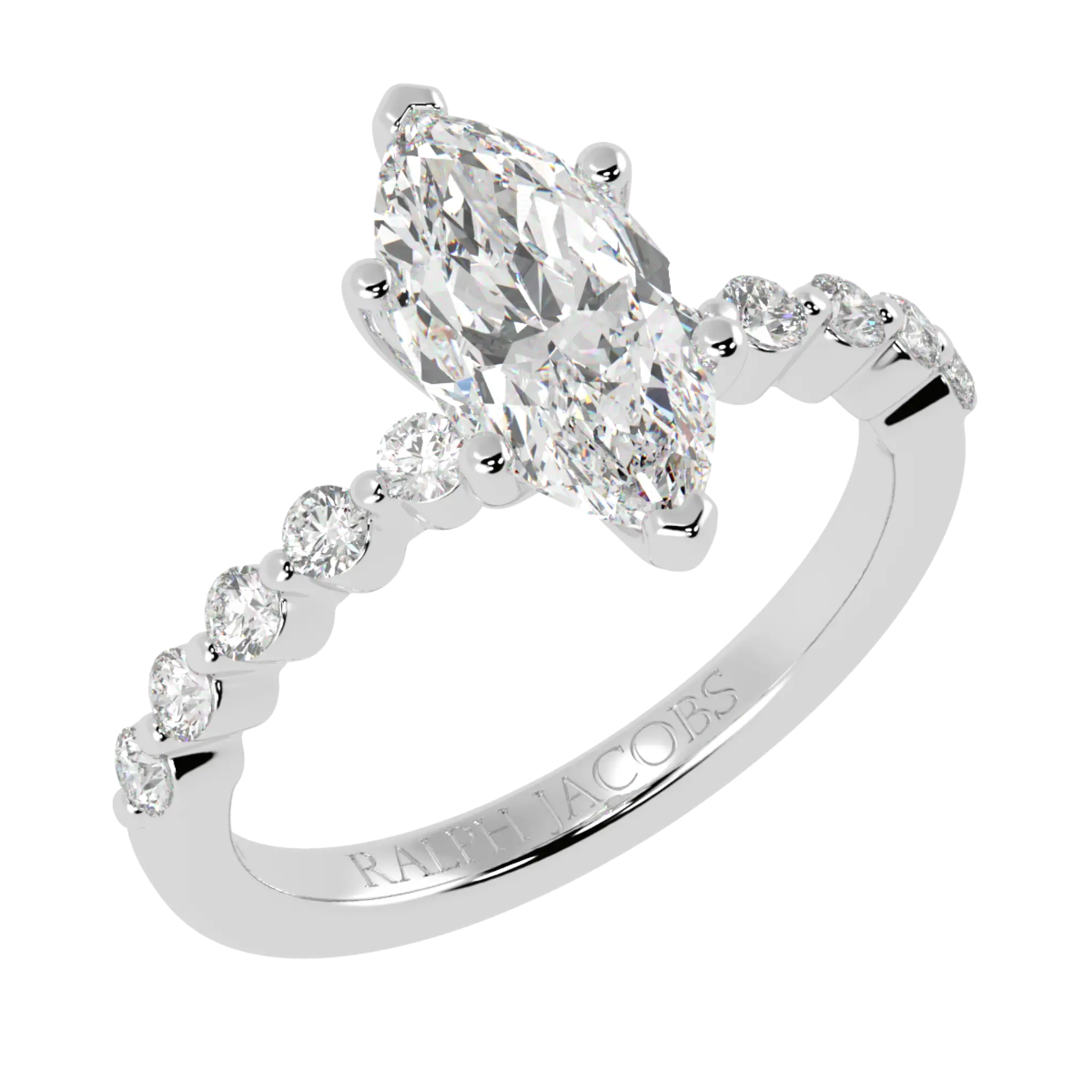 Victoria 9K White Gold Accent Stone Engagement Ring | Marquise Shape