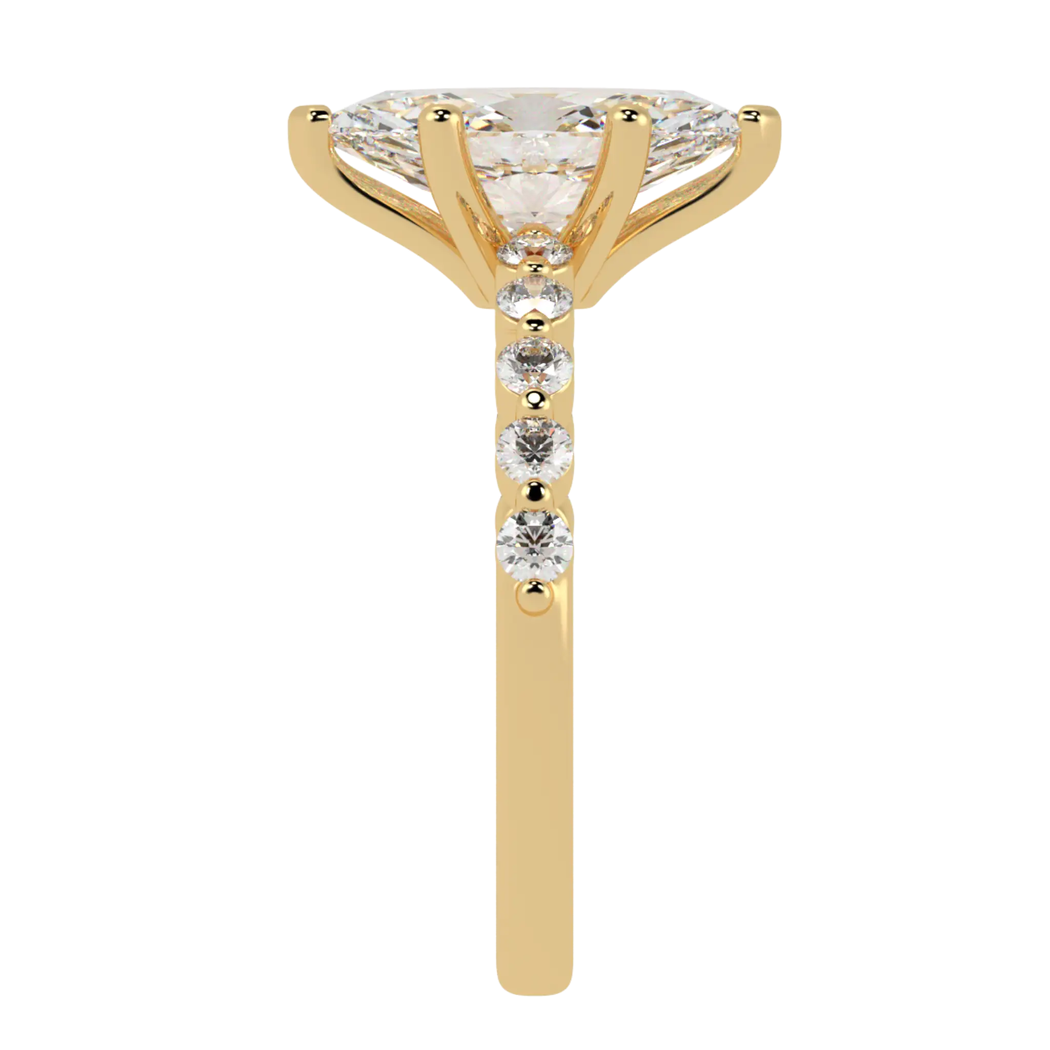 Victoria 9K Yellow Gold Accent Stone Engagement Ring | Marquise Shape