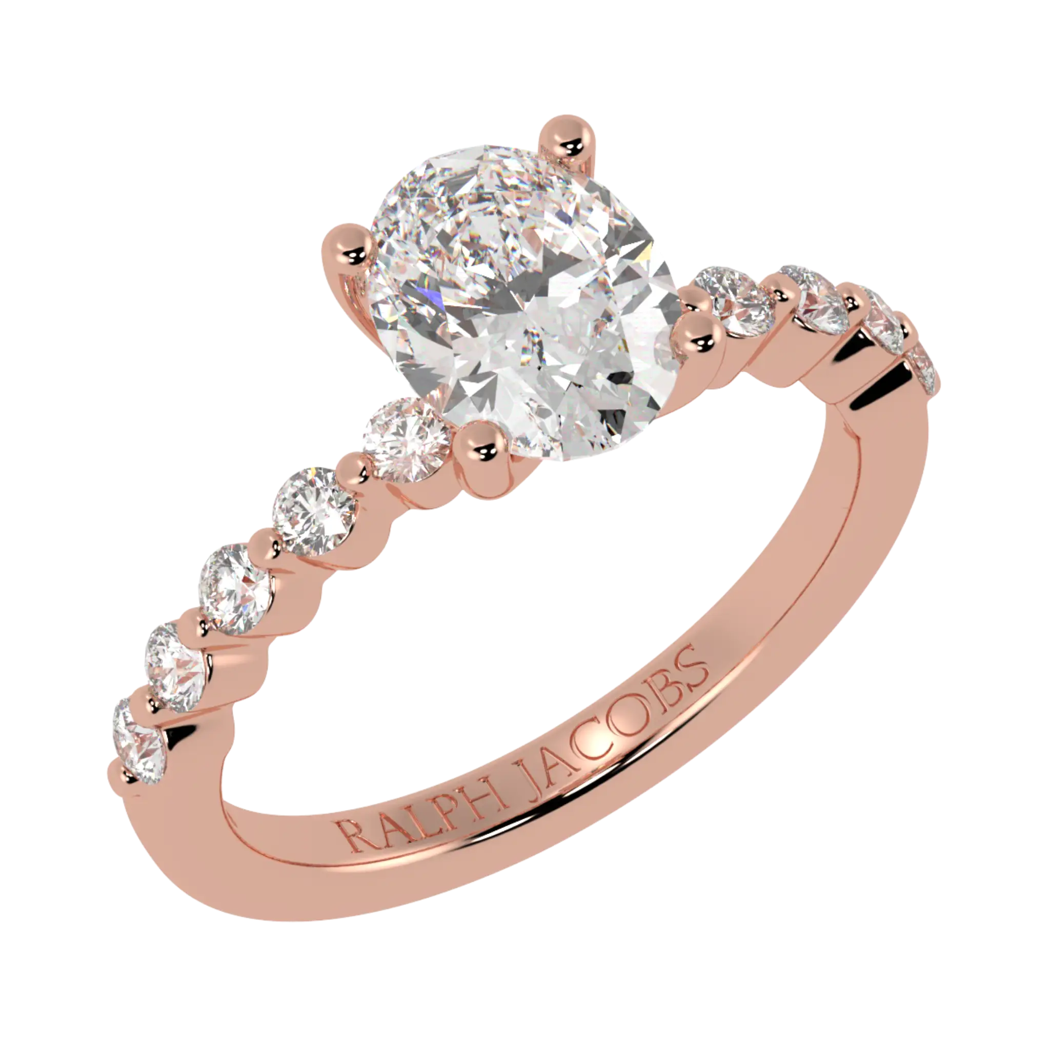 Victoria 14K Rose Gold Accent Stone Engagement Ring | Oval Shape