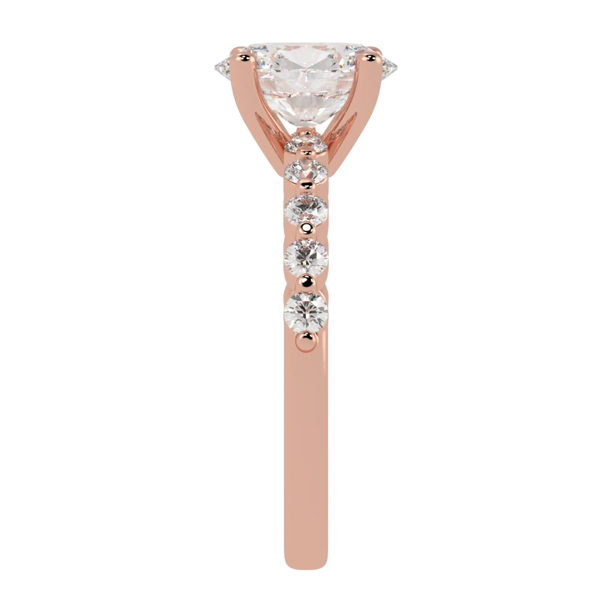 Victoria 14K Rose Gold Accent Stone Engagement Ring | Oval Shape