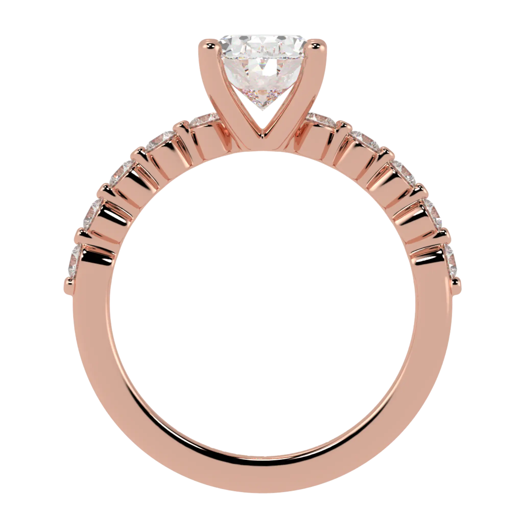 Bague de fiançailles Victoria en or rose 14 carats avec pierre d'accent | Forme ovale