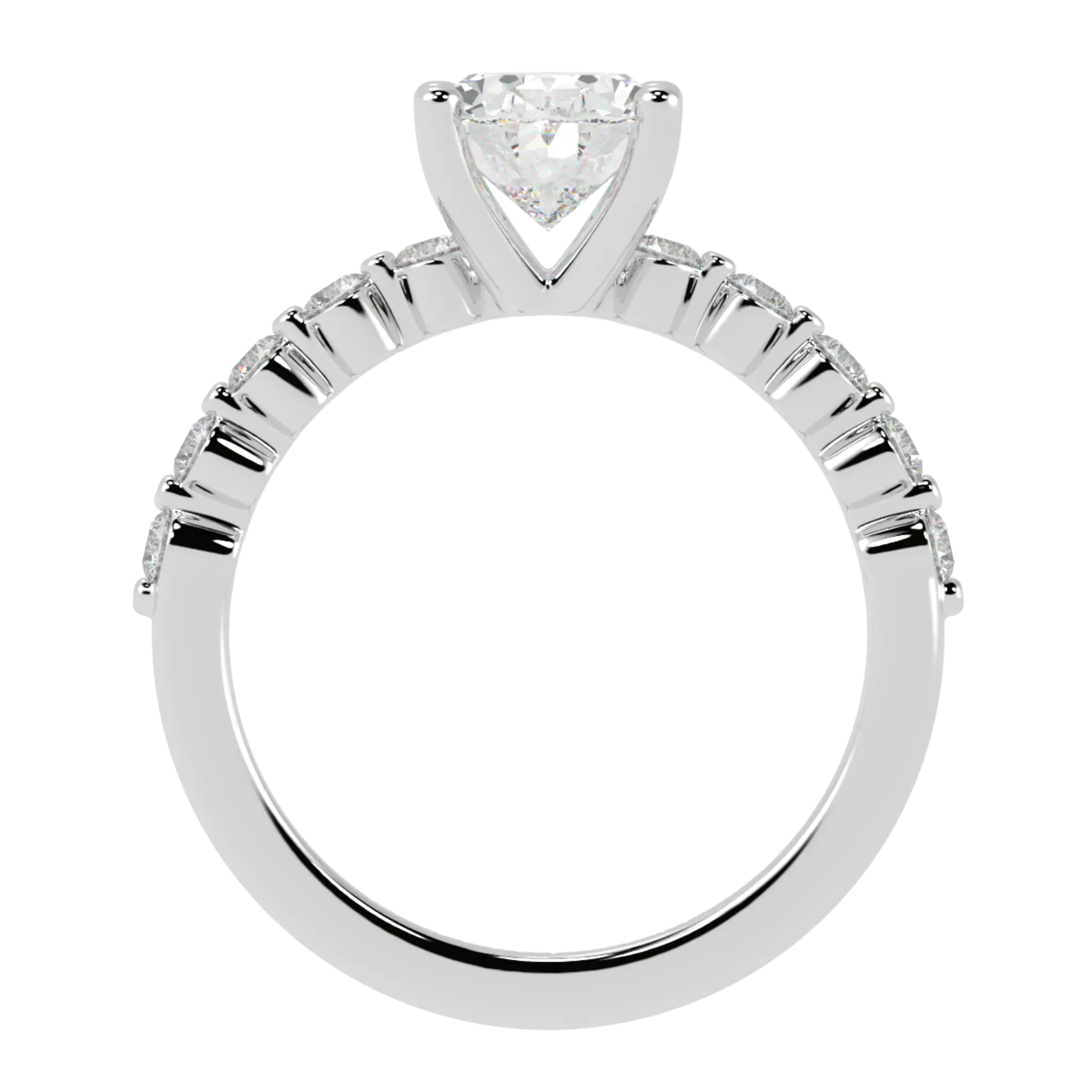 Victoria 9K White Gold Accent Stone Engagement Ring | Oval Shape