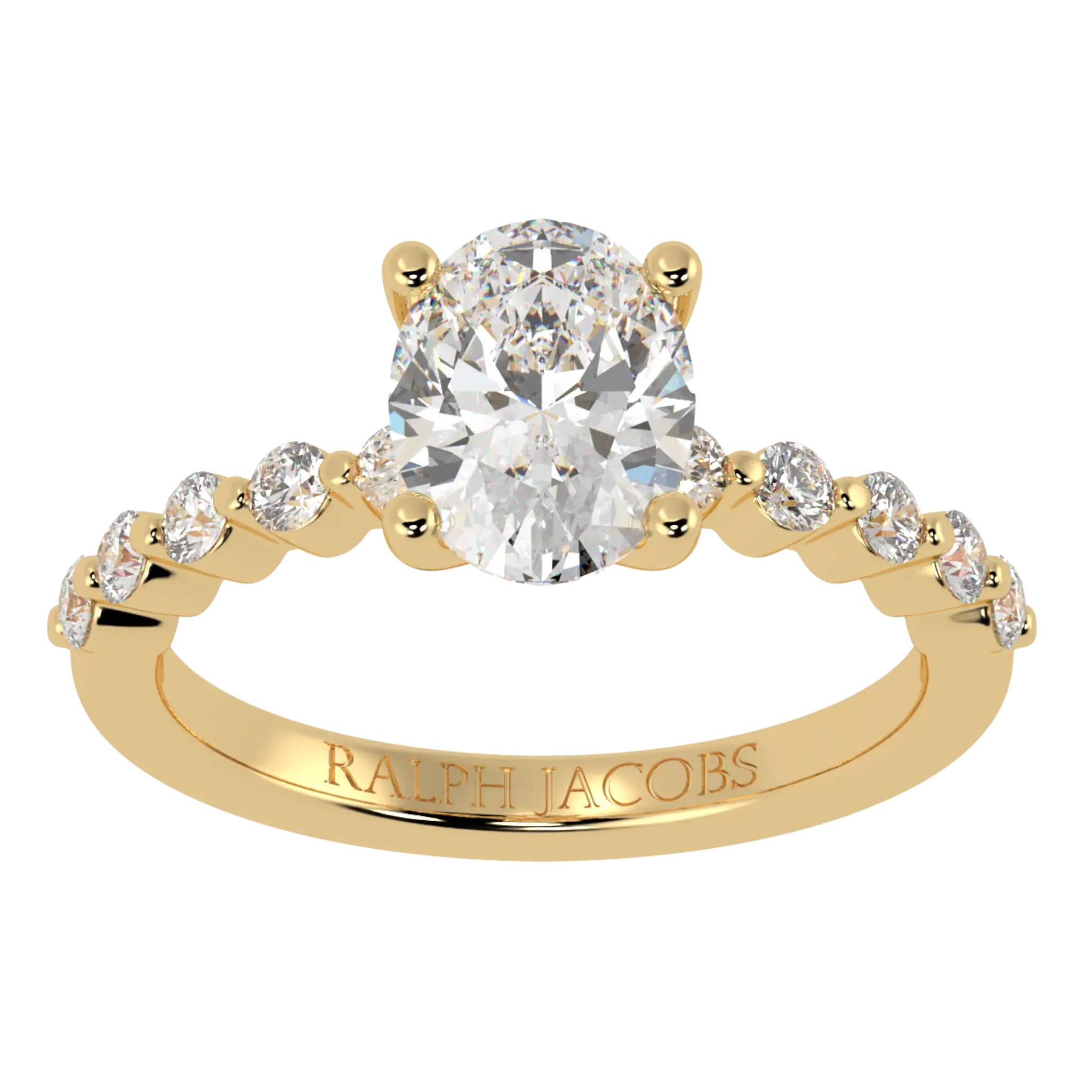 Victoria 9K Yellow Gold Accent Stone Engagement Ring | Oval Shape