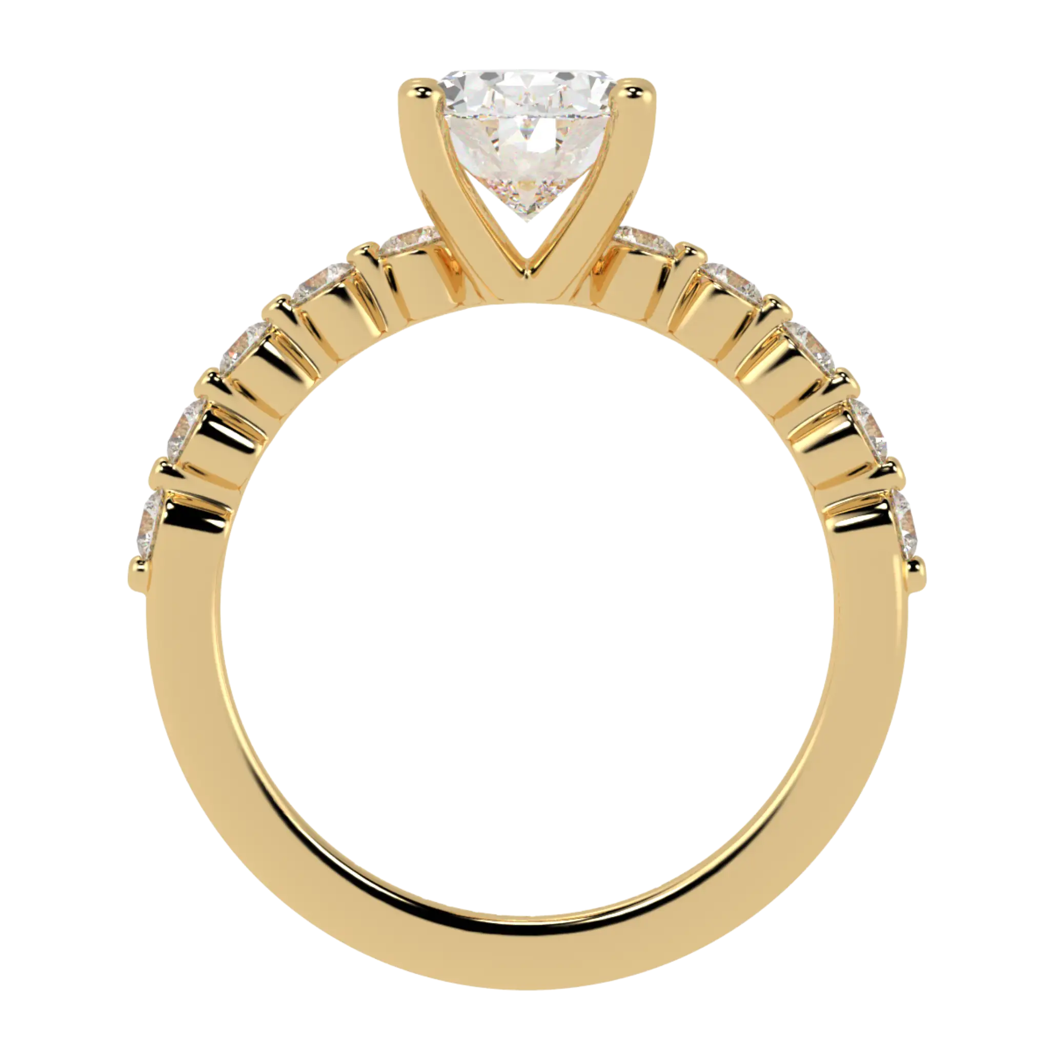 Victoria 9K Yellow Gold Accent Stone Engagement Ring | Oval Shape