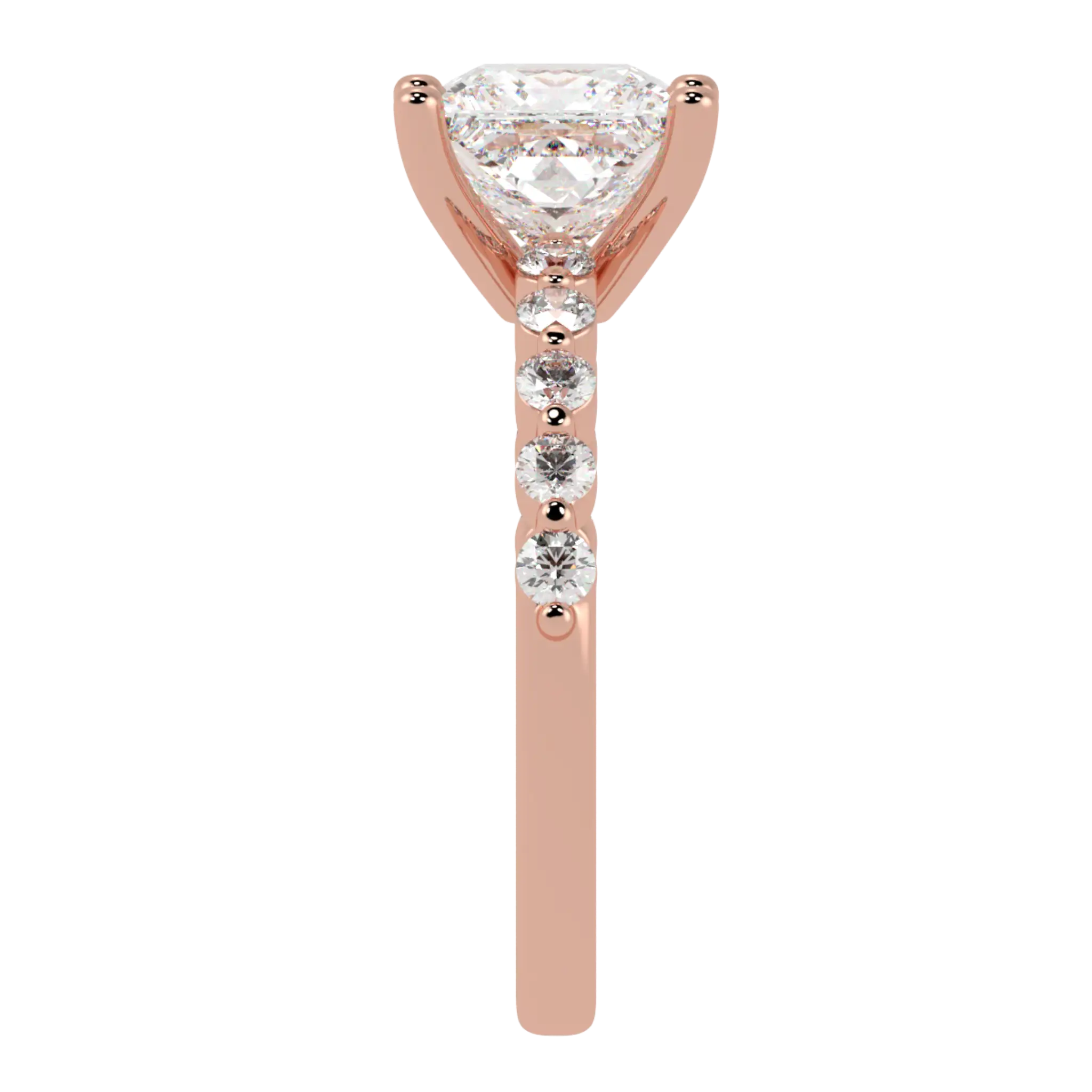 Victoria 14K Rose Gold Accent Stone Engagement Ring | Princess Shape