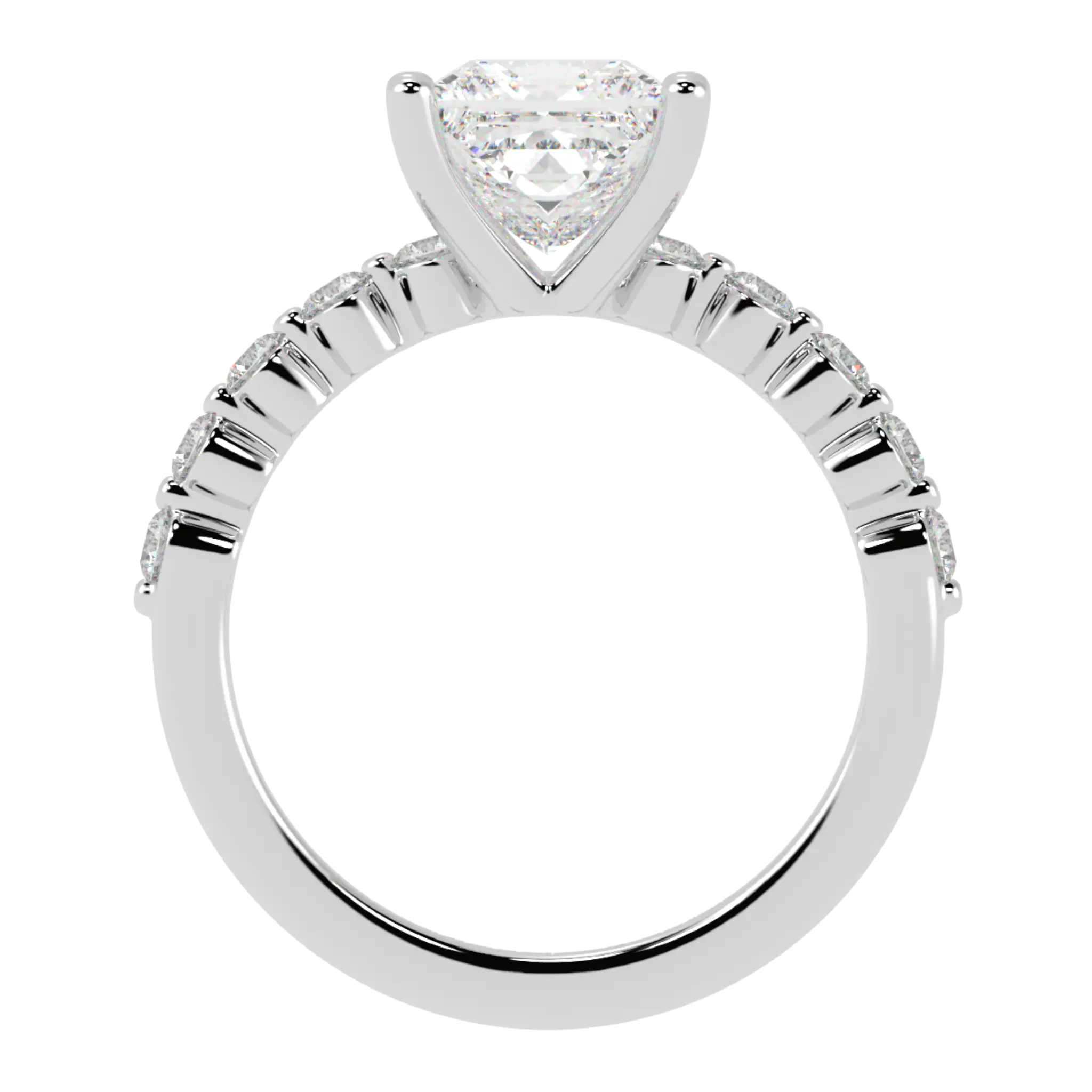 Victoria 9K White Gold Accent Stone Engagement Ring | Princess Shape