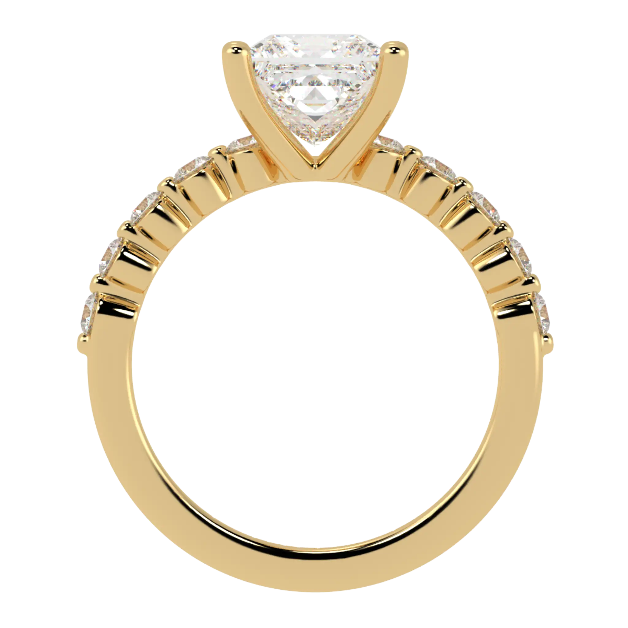 Bague de fiançailles Victoria en or jaune 9 carats avec pierre d'accent | Forme princesse