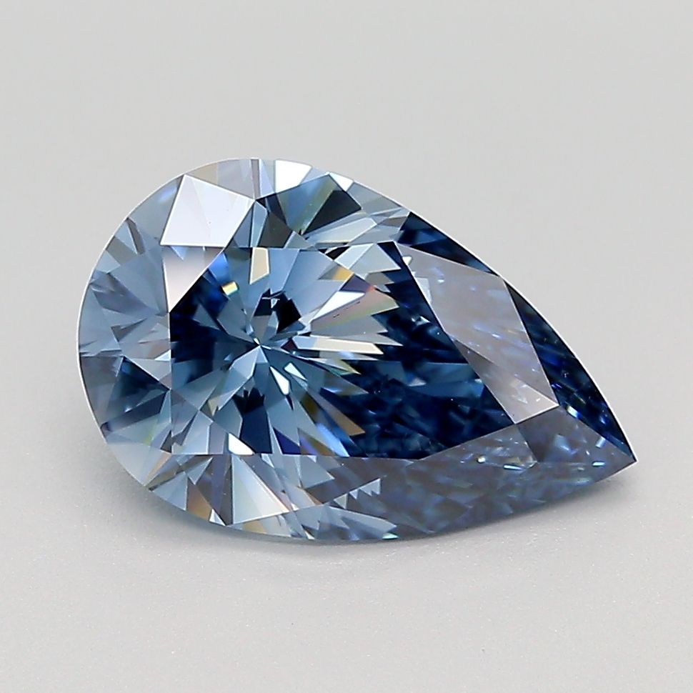 Diamant bleu fantaisie taille poire de 2,24 carats