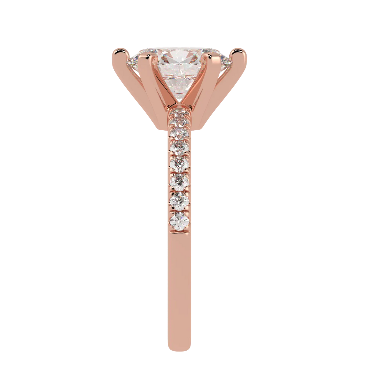 Nikki Accent – 14K Rose Gold – 9x7mm Moissanite Oval – Moissanite
