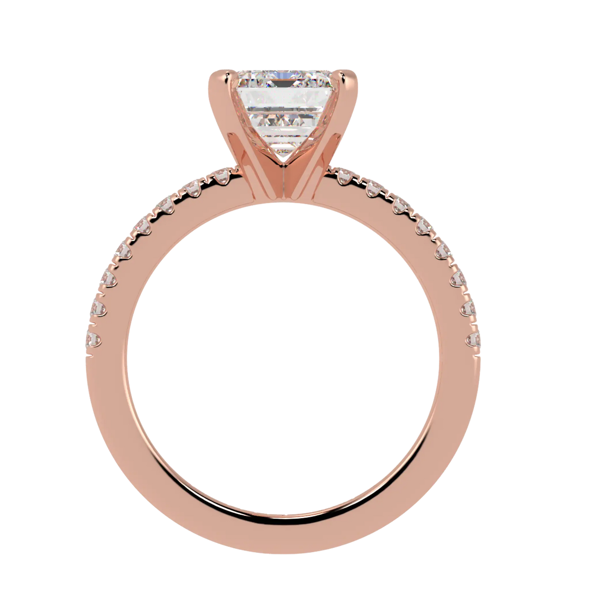 Nikki Accent – 14K Rose Gold – Emerald-Cut Setting – Natural Diamonds