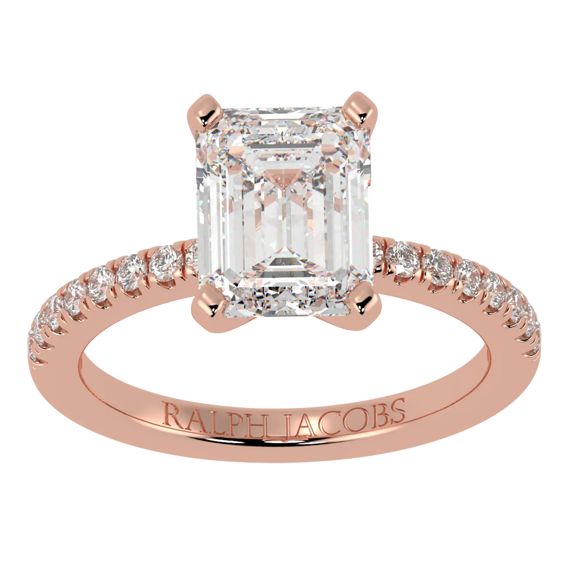Nikki Accent – 14K Rose Gold – Emerald-Cut Setting – Lab-Grown Diamonds