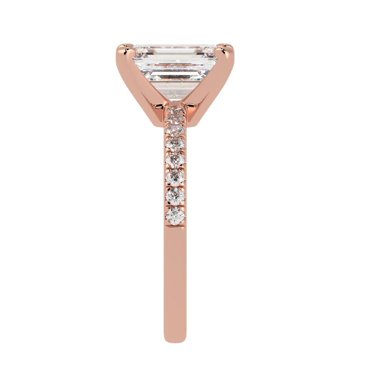 Nikki Accent – 14K Rose Gold – Emerald-Cut Setting – Lab-Grown Diamonds