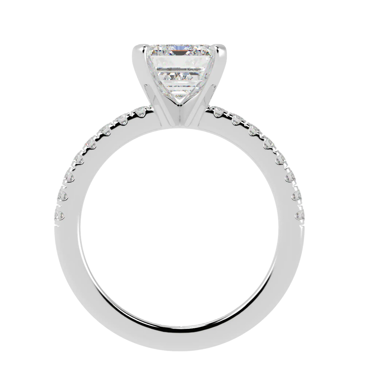 Nikki Accent – 9K White Gold – Radiant-Cut Setting – Natural Diamonds