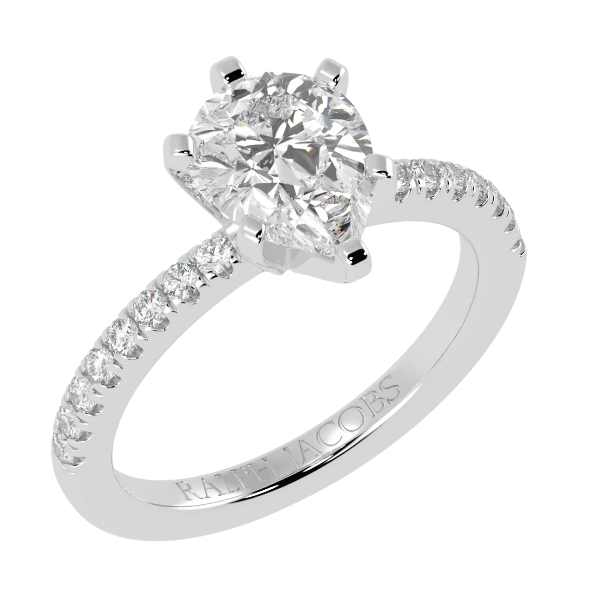 Nikki Accent – 9K White Gold – Pear-Cut Setting – Natural Diamonds