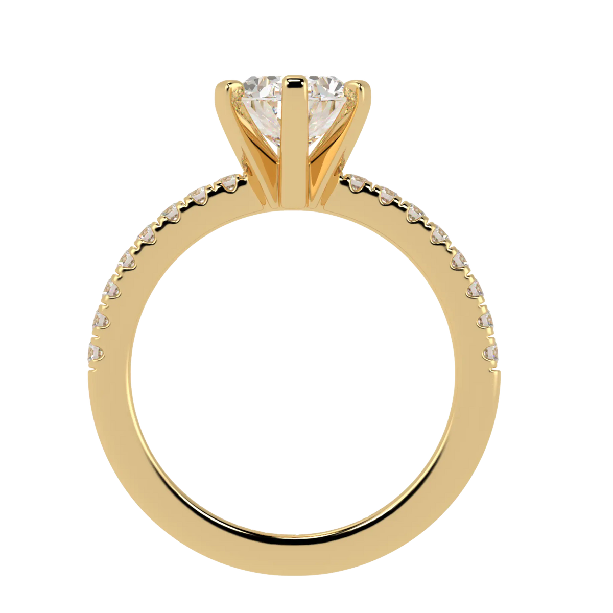 Nikki Accent – 9K Yellow Gold – 9x7mm Moissanite Oval – Moissanite