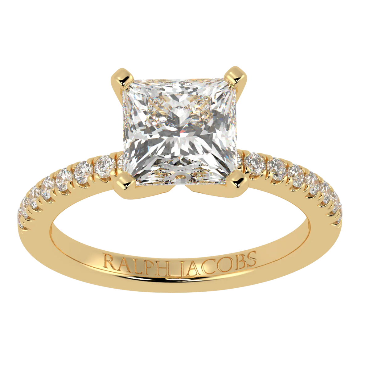 Nikki Accent – 9K Yellow Gold – Princess-Cut Setting – Natural Diamonds